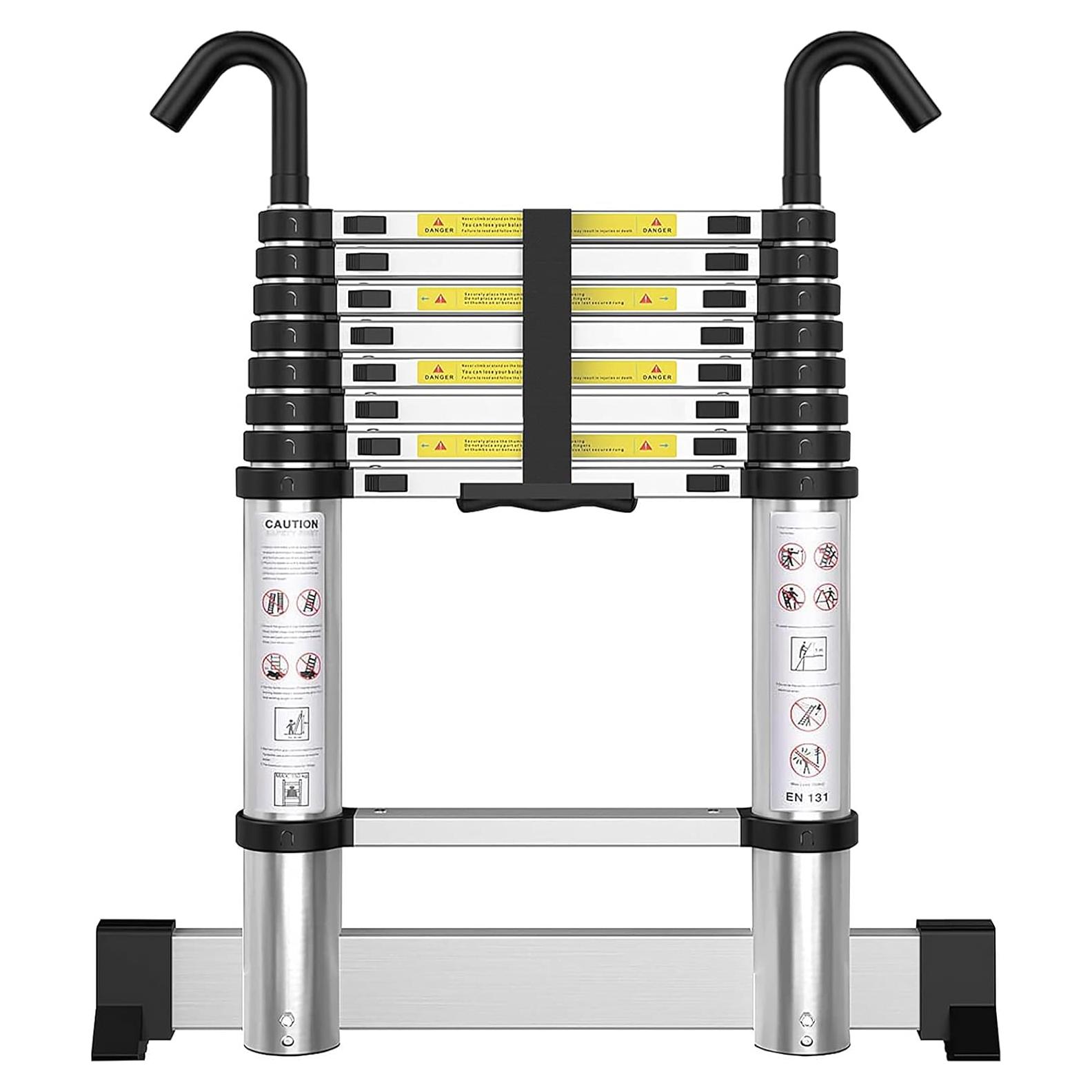 Escalera Telescópica ARCHOM 2.59m Aluminio 150kg con Ganchos