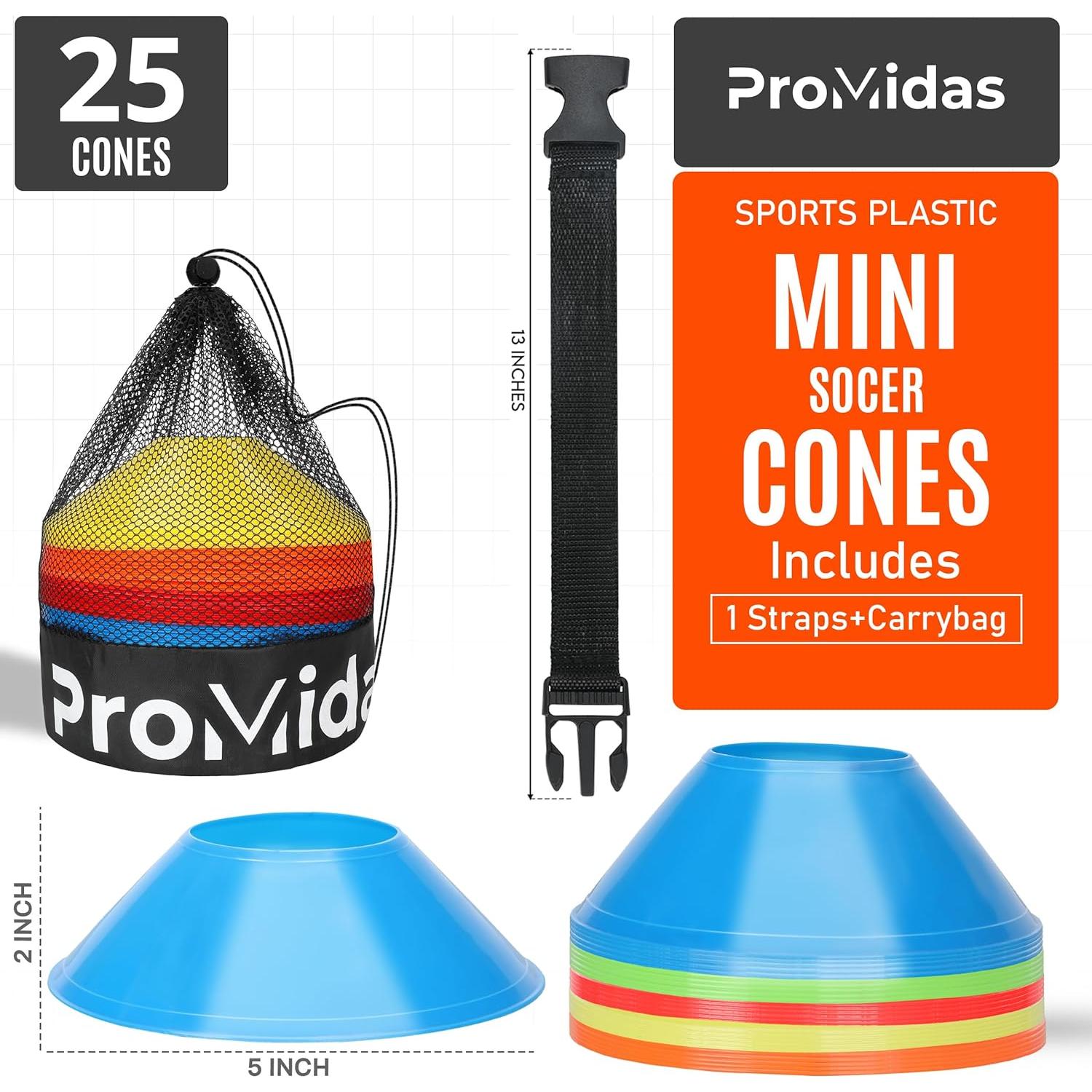 Mini Conos de Entrenamiento ProMidas - Naranja - Paquete de 25