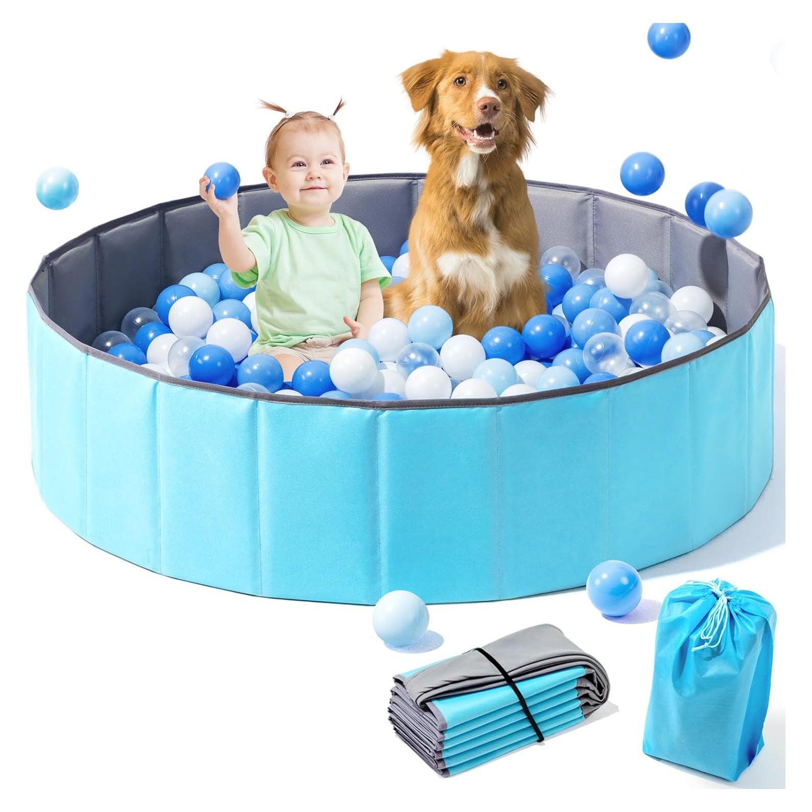 Piscina de Bolas Plegable Hikiddy 111.76 cm Azul para Niños