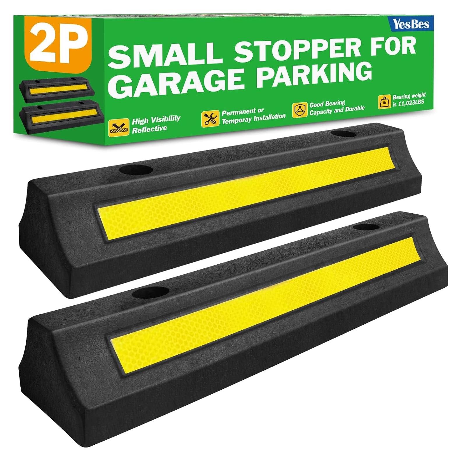 2 Topes de Estacionamiento para Garaje YesBes 42.93 cm Amarillo