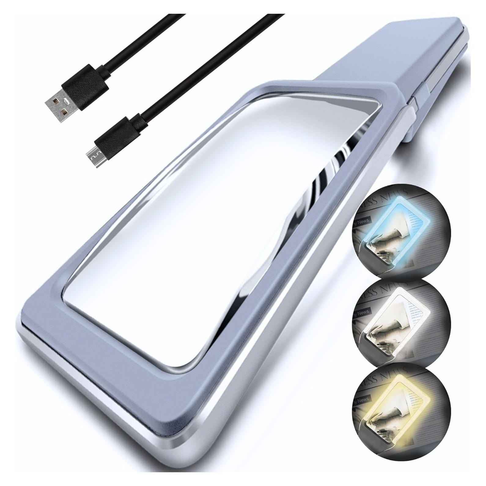 Lupa Recargable Magnipros 6X con Luz LED y Lente Antirreflejo