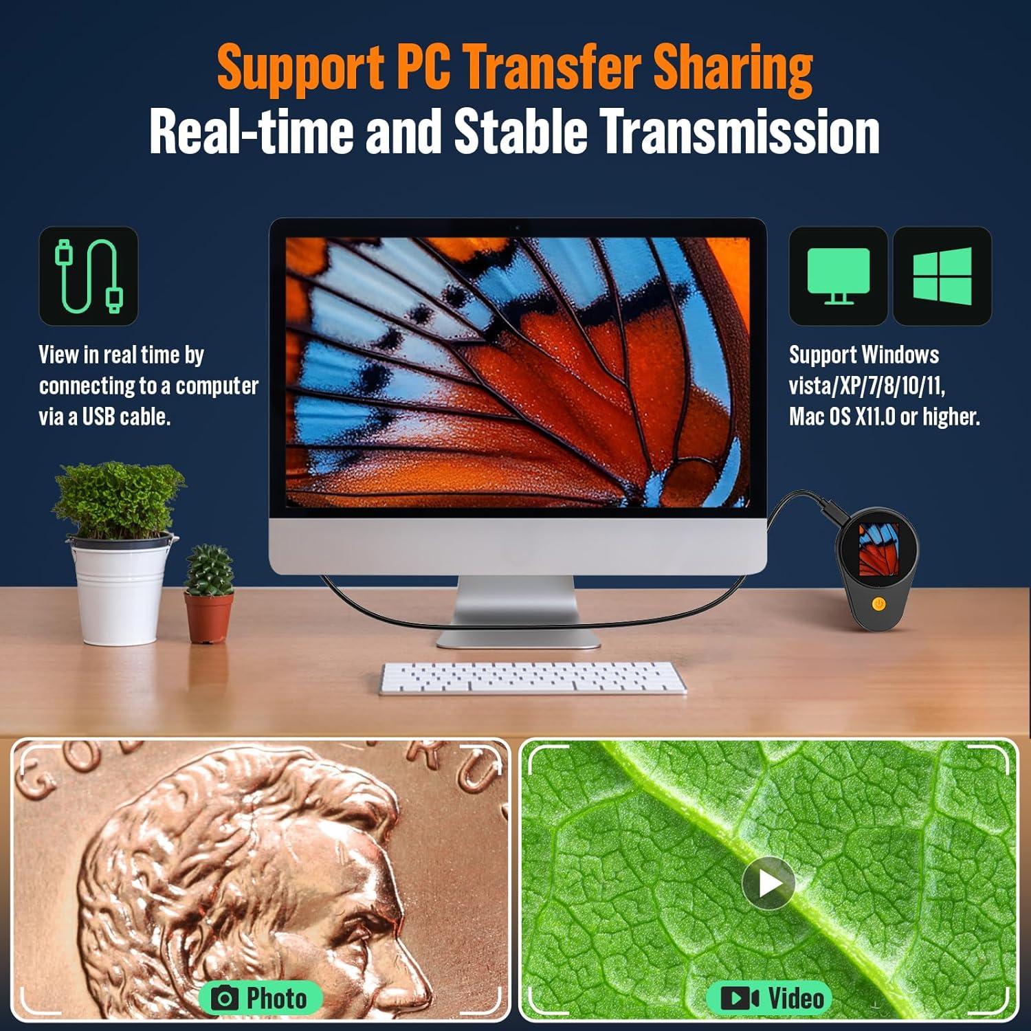 Microscopio Digital Portátil MAXLAPTER 100X con Pantalla 2"