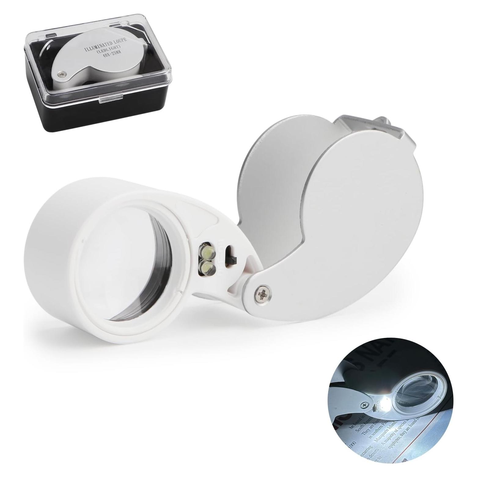 Lupa de bolsillo iluminada Rongon 40X con LED para joyeros