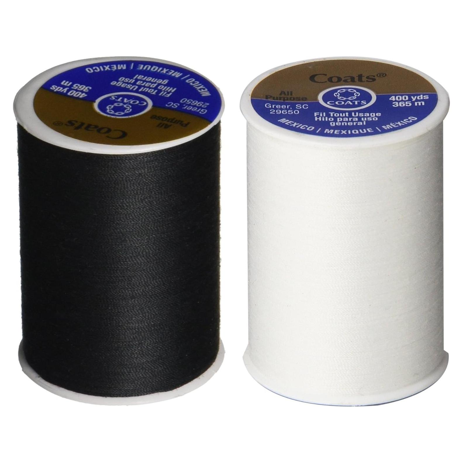 Hilo Dual Duty Coats & Clark - Paquete de 2 Negro y Blanco 365m