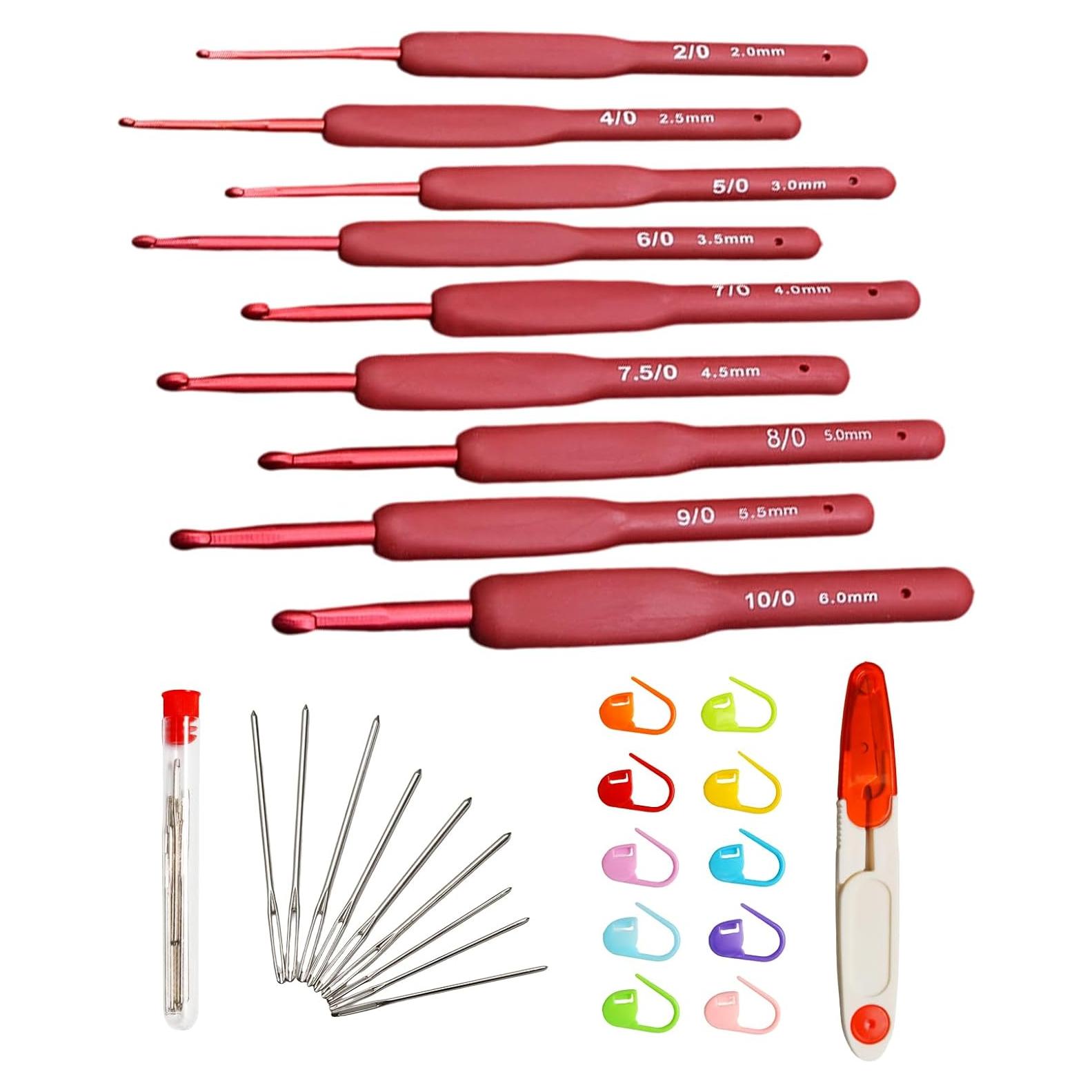 Juego de Ganchillos de Crochet Ergonomicos WINDAWNKE 9 Pcs