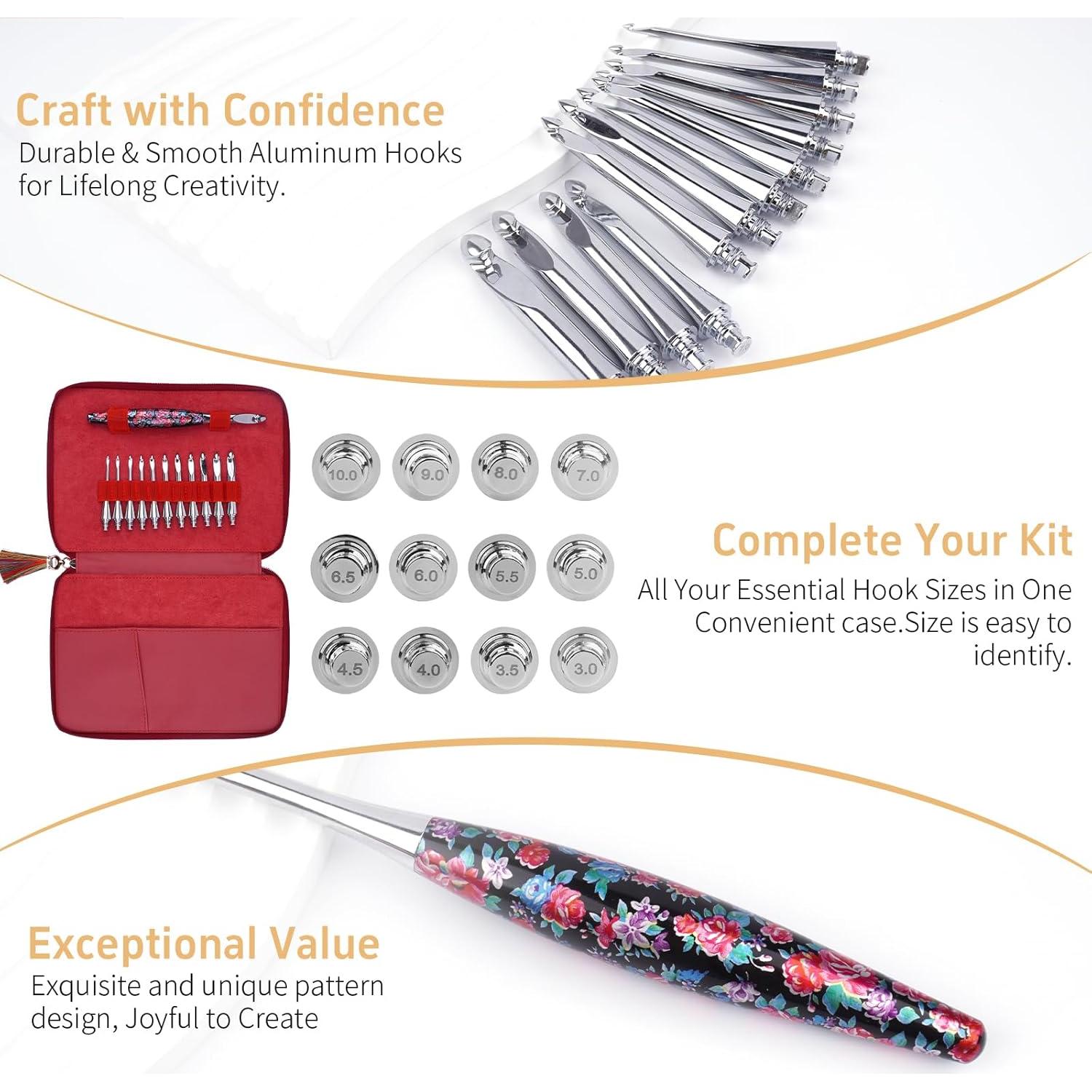 Juego de Ganchillos Intercambiables Weabetfu 3mm-10mm Ergonómico