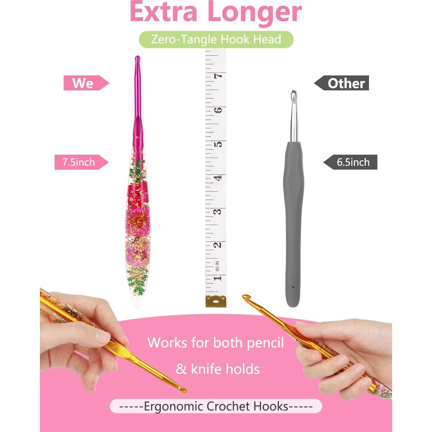 Ganchos de Crochet Ergonomicos Katech 5mm con Patrón Floral