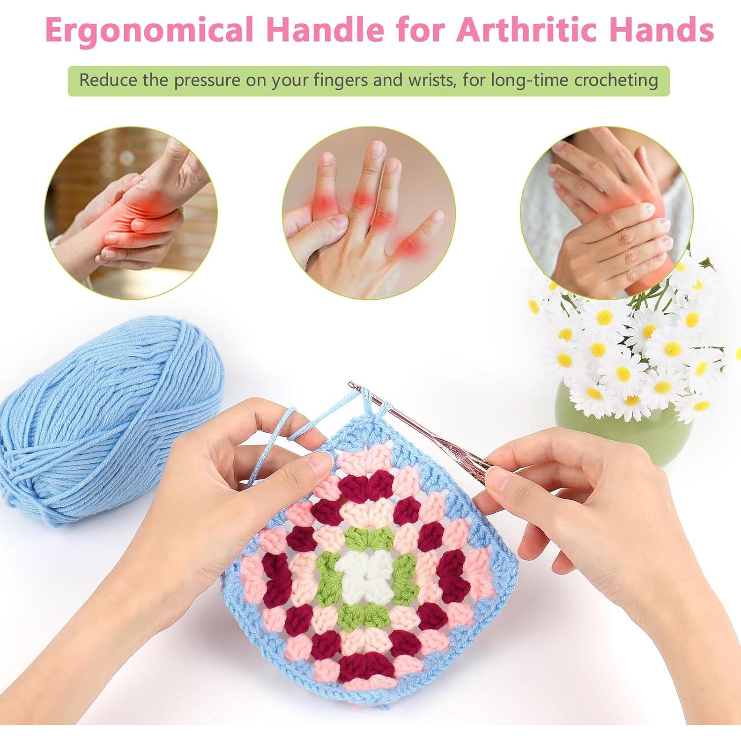 Ganchos de Crochet Ergonomicos Katech 5mm con Patrón Floral