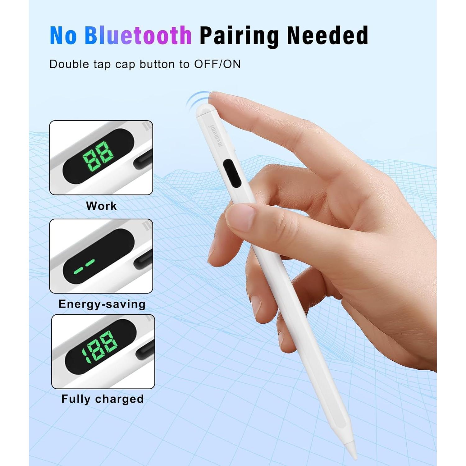 Lápiz Estilográfico Memumi para iPad 2018-2025, Blanco