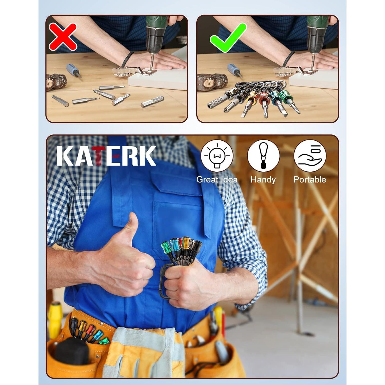 Soporte de Bits Katerk 12 Piezas con Mosquetón Negro