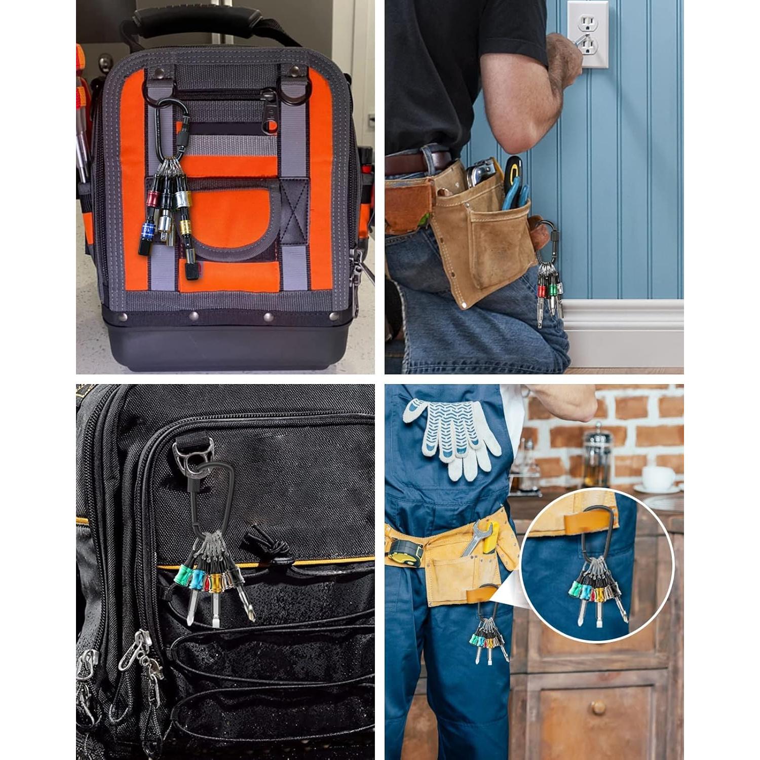 Soporte de Bits Katerk 12 Piezas con Mosquetón Negro