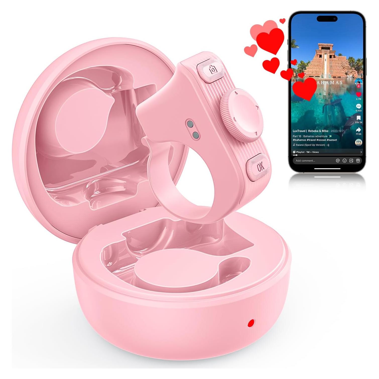 Anillo de Desplazamiento Bluetooth JIMZOO Rosa para TikTok y Kindle