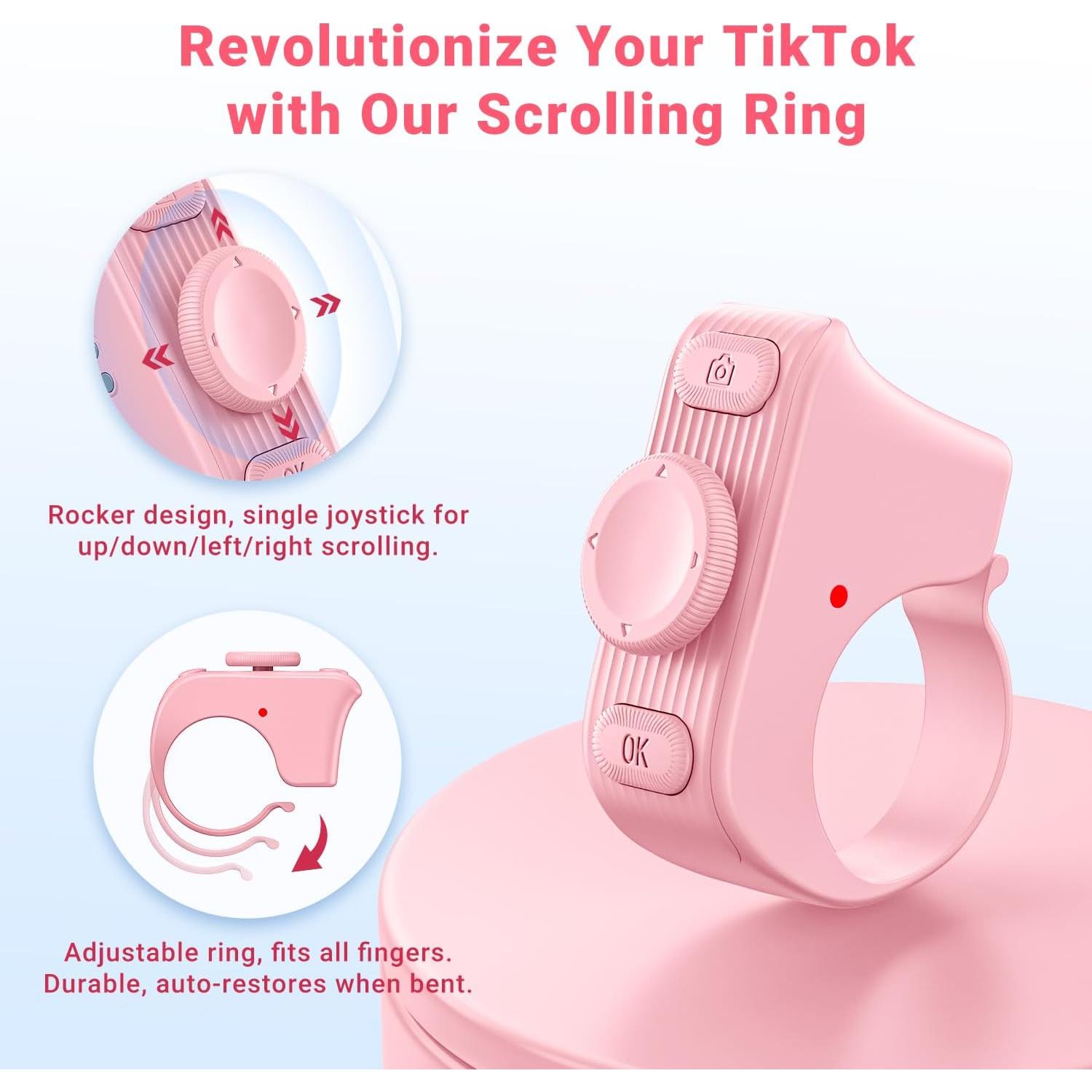 Anillo de Desplazamiento Bluetooth JIMZOO Rosa para TikTok y Kindle