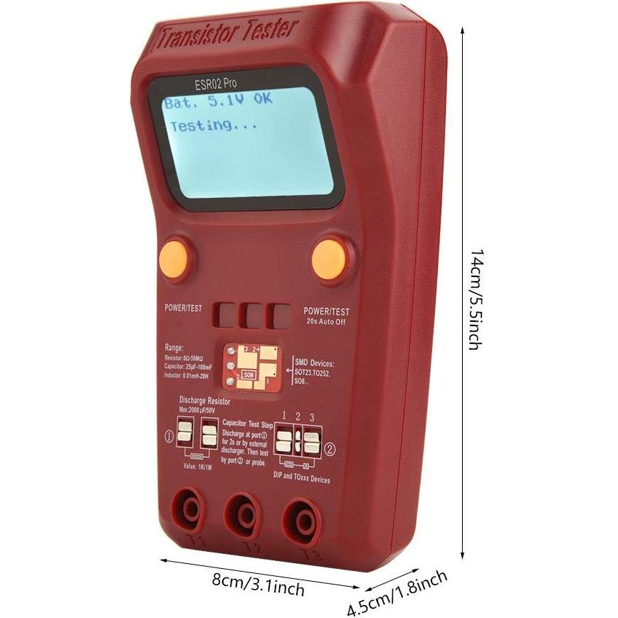 Probador Digital de Transistores BSIDE ESR02 Pro - Medidor de Capacitores e Inductores