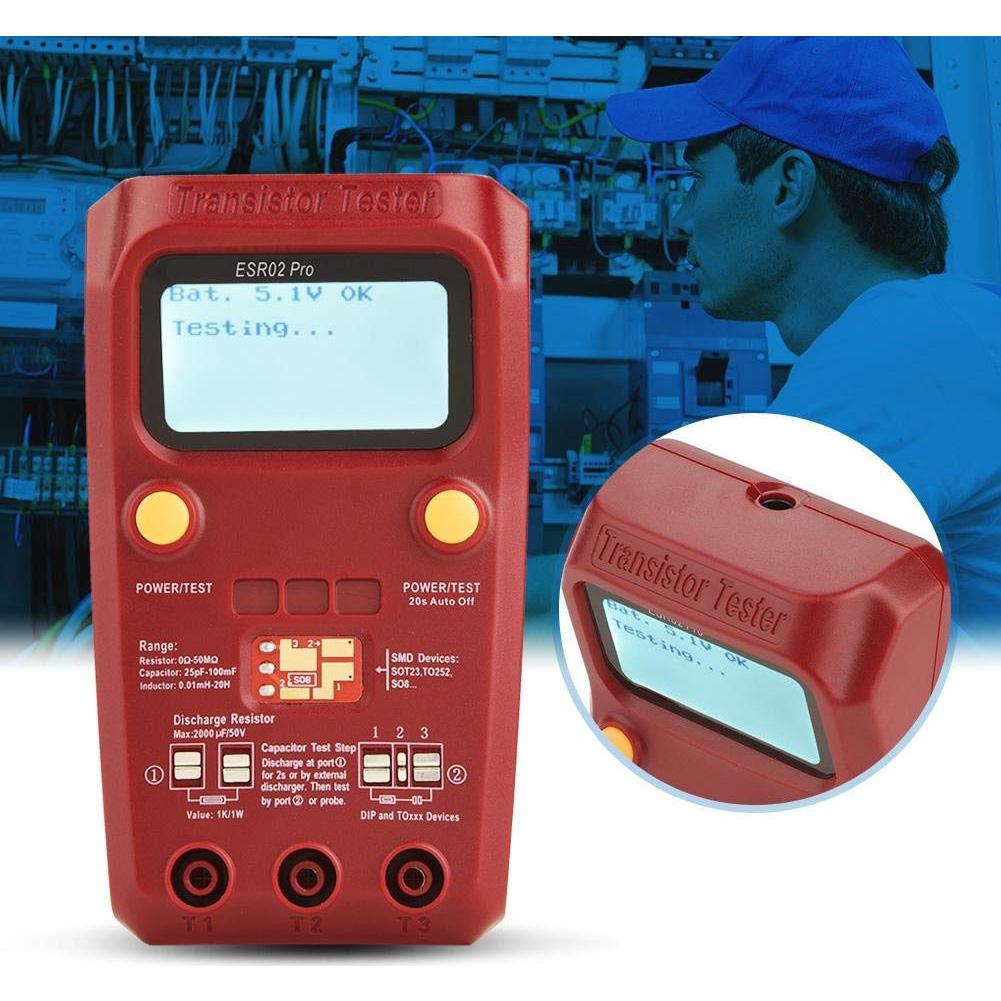 Probador Digital de Transistores BSIDE ESR02 Pro - Medidor de Capacitores e Inductores