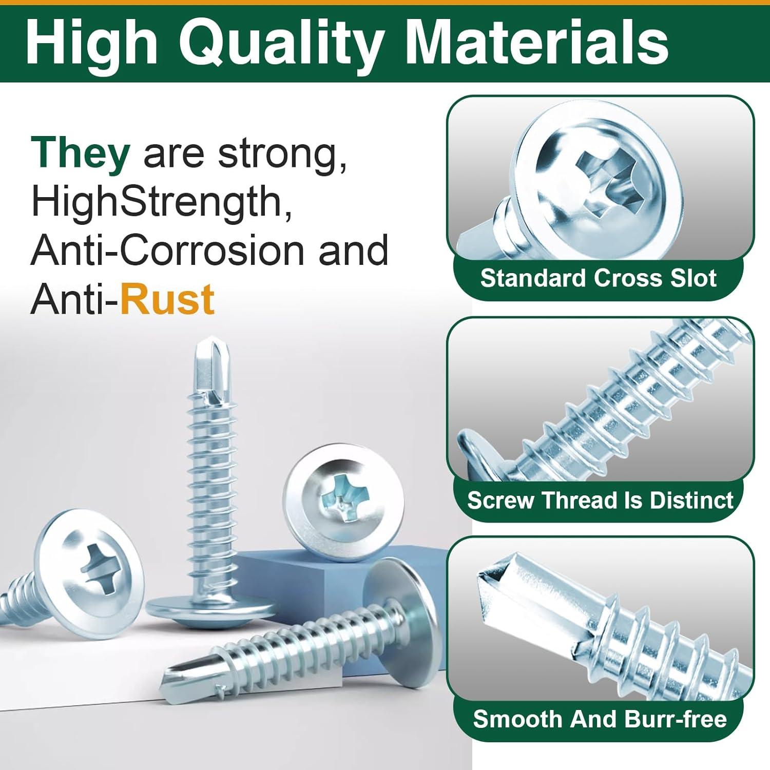 Kit de 152 Tornillos Autoperforantes M4.2 para Metal y Madera