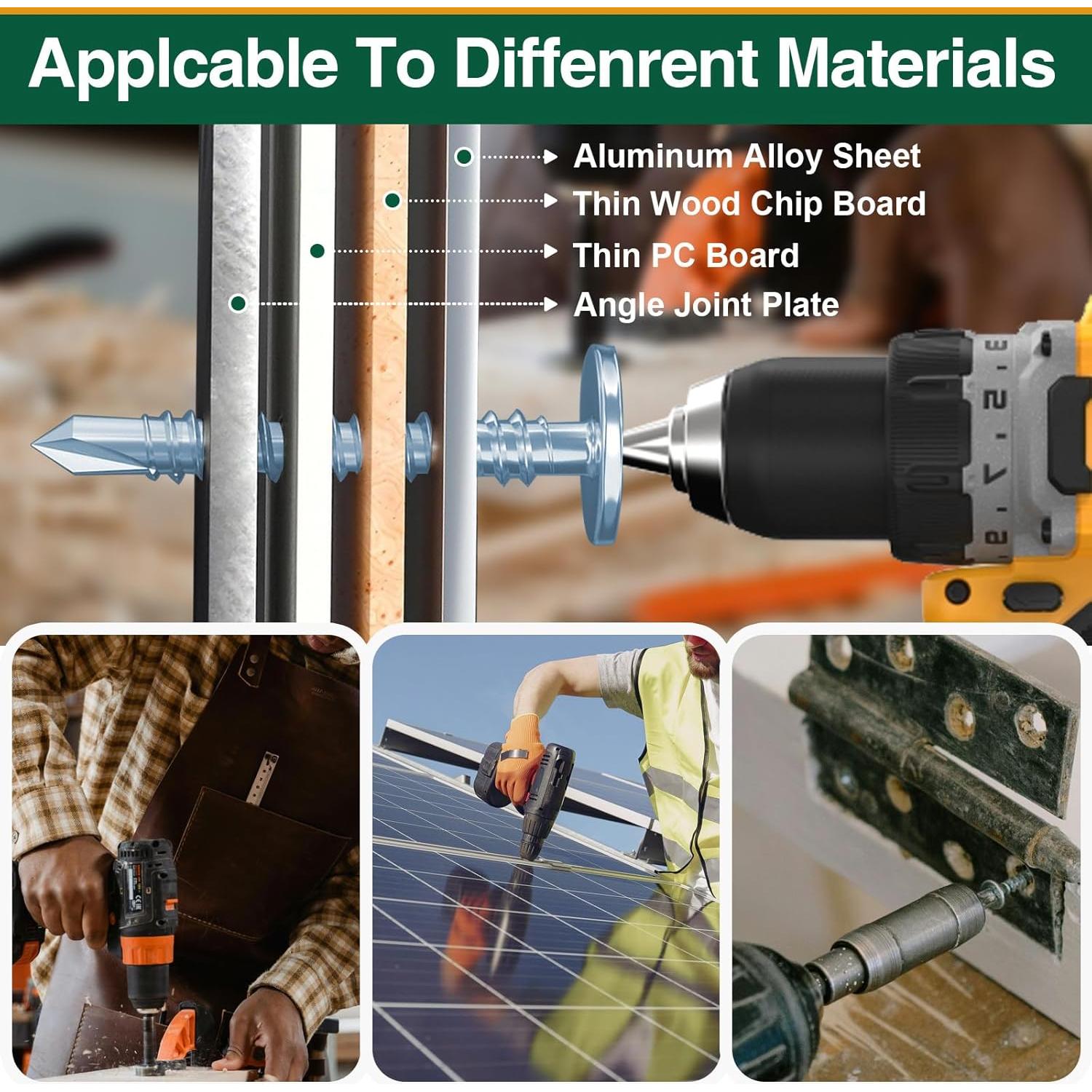 Kit de 152 Tornillos Autoperforantes M4.2 para Metal y Madera