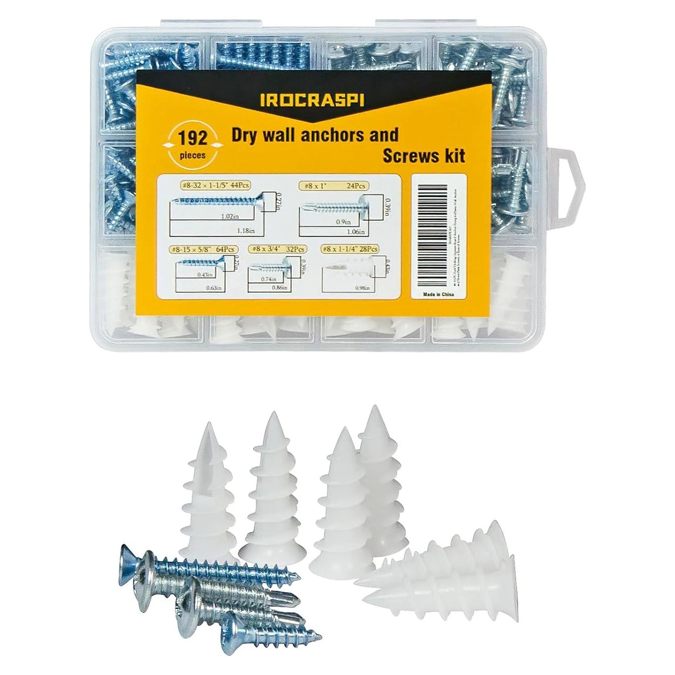 Kit 192 Tornillos Autoperforantes IROCRASPI para Paneles de Yeso