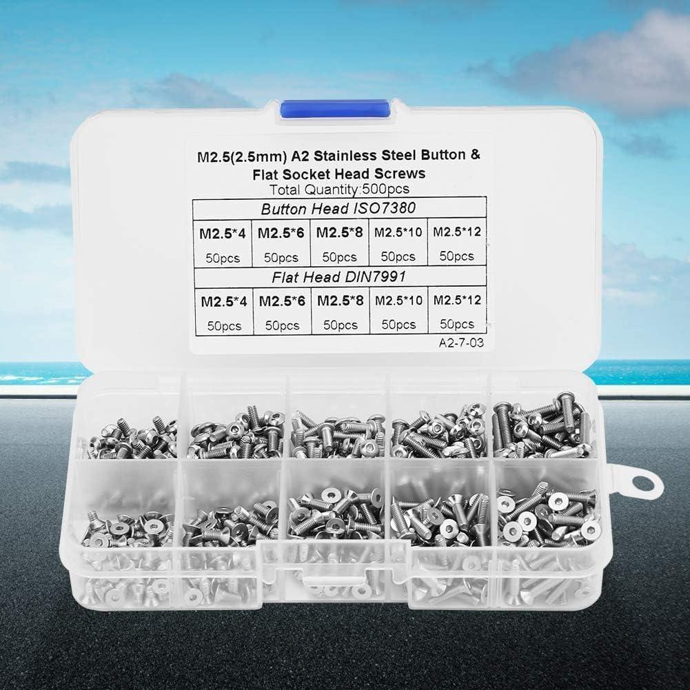 Juego de Tornillos Hexagonales Agatige 500 Pcs Acero Inoxidable M2.5