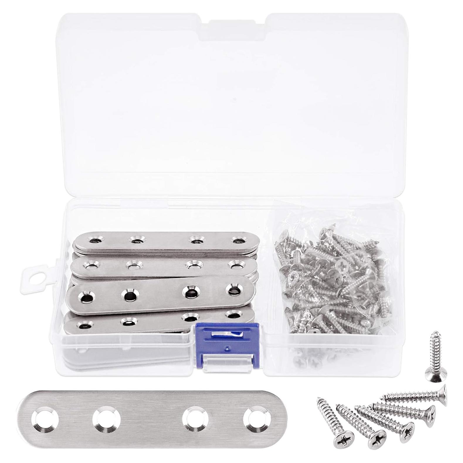 Glarks Soportes Planos Rectos Acero Inoxidable 80mm 20 Pcs