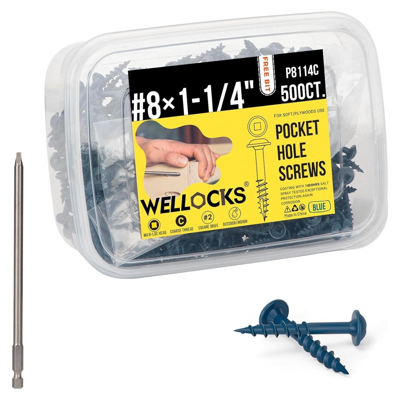 Tornillos de Agujero de Bolsillo WELLOCKS #8x32mm 500PCS Azul