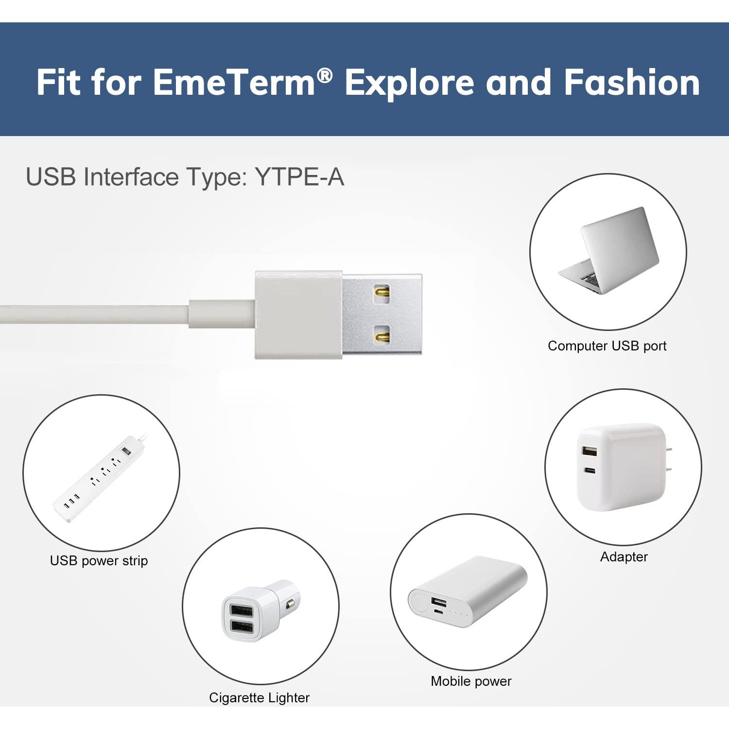Cable de Carga Magnético USB EmeTerm para Pulseras Antináuseas