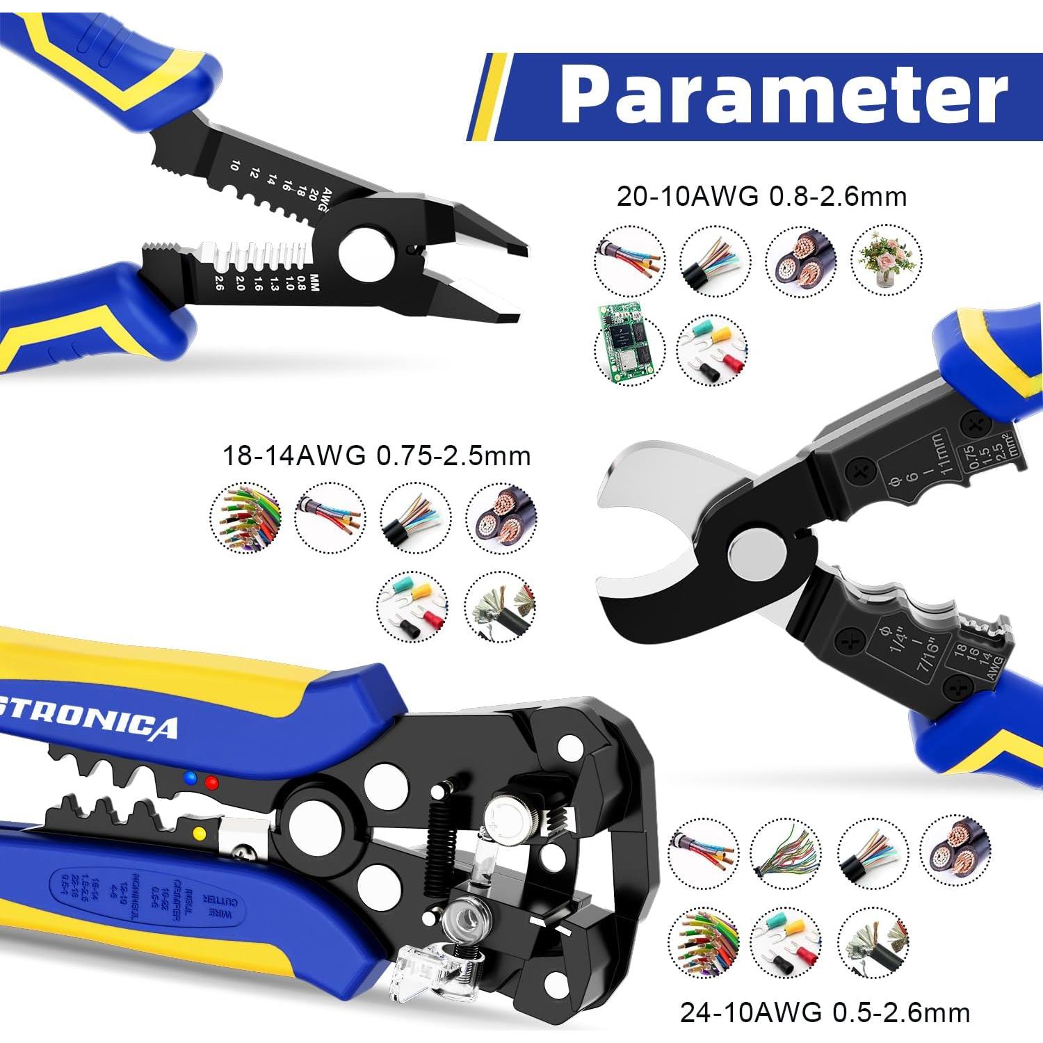 Juego de Herramientas Desforradoras de Cables haisstronica HS-1955, 0.5-6 mm²