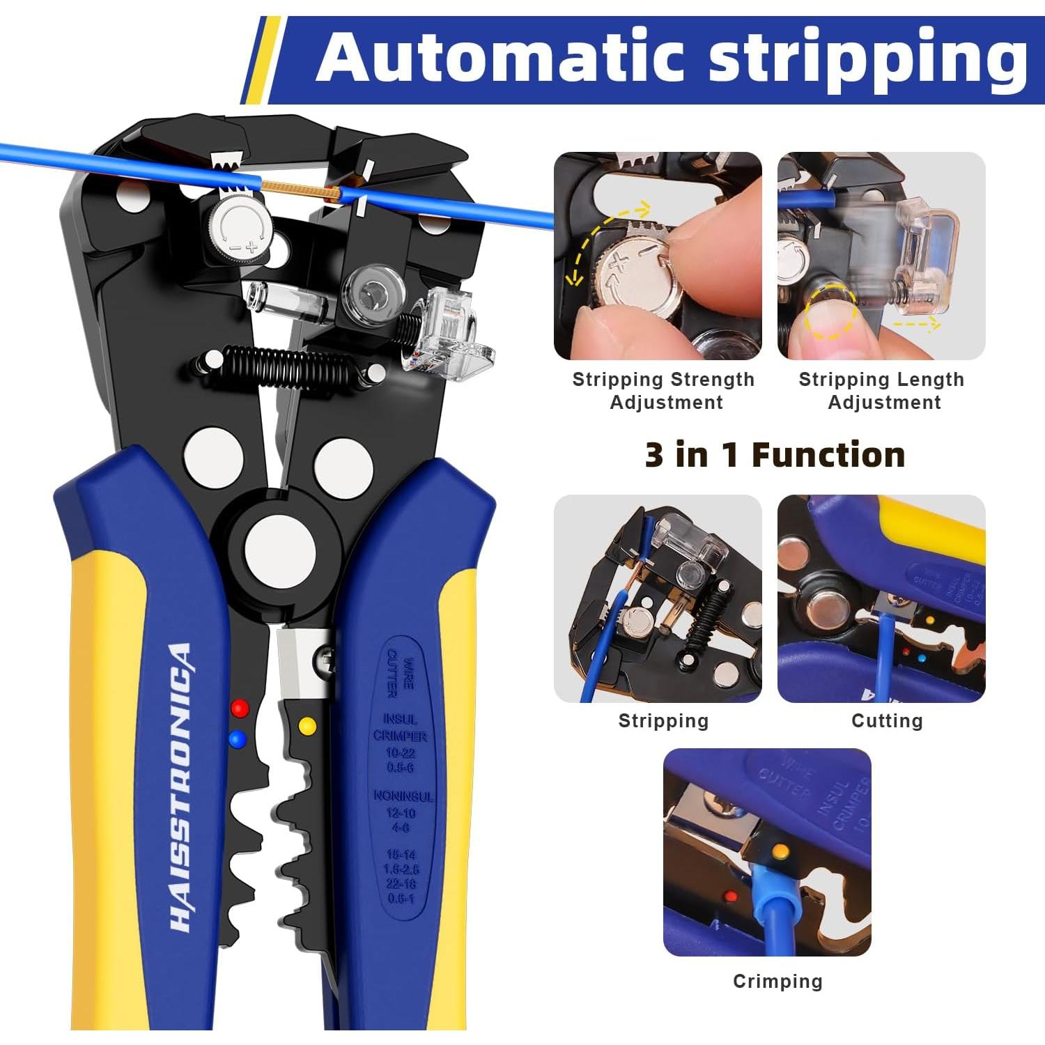 Juego de Herramientas Desforradoras de Cables haisstronica HS-1955, 0.5-6 mm²