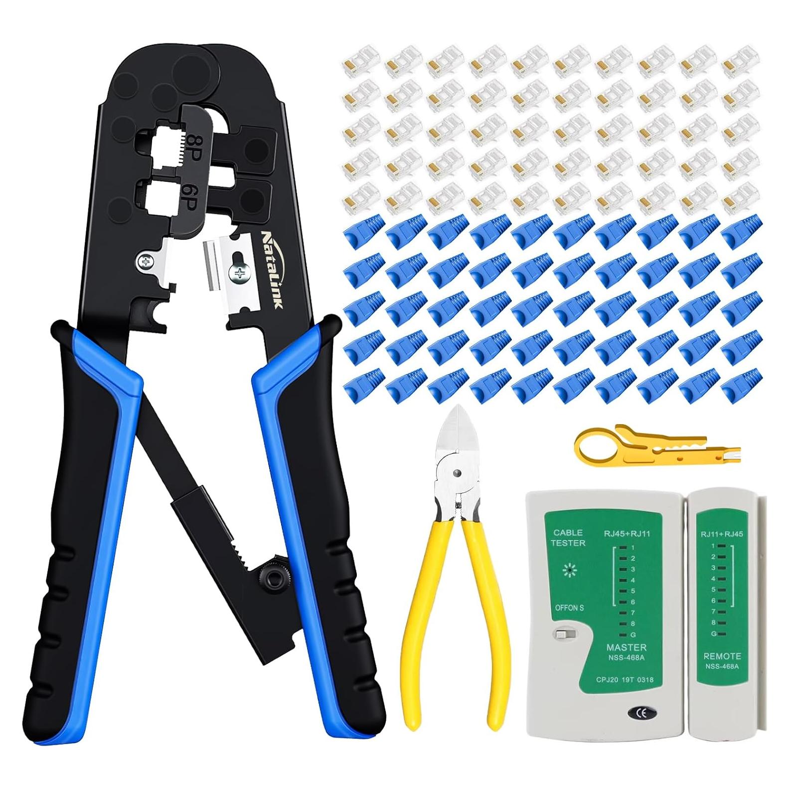 Kit de Crimpado RJ45 NataLink con 50 Conectores Cat 5E