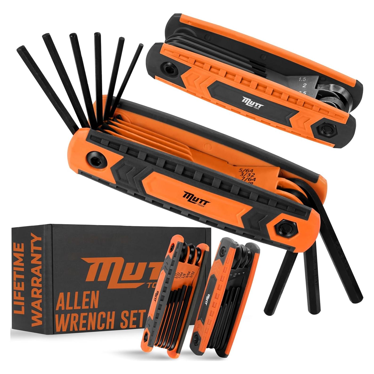 Juego de Llaves Allen Plegables 17 Piezas Mutt Tools - Hexagonales SAE y Métricas