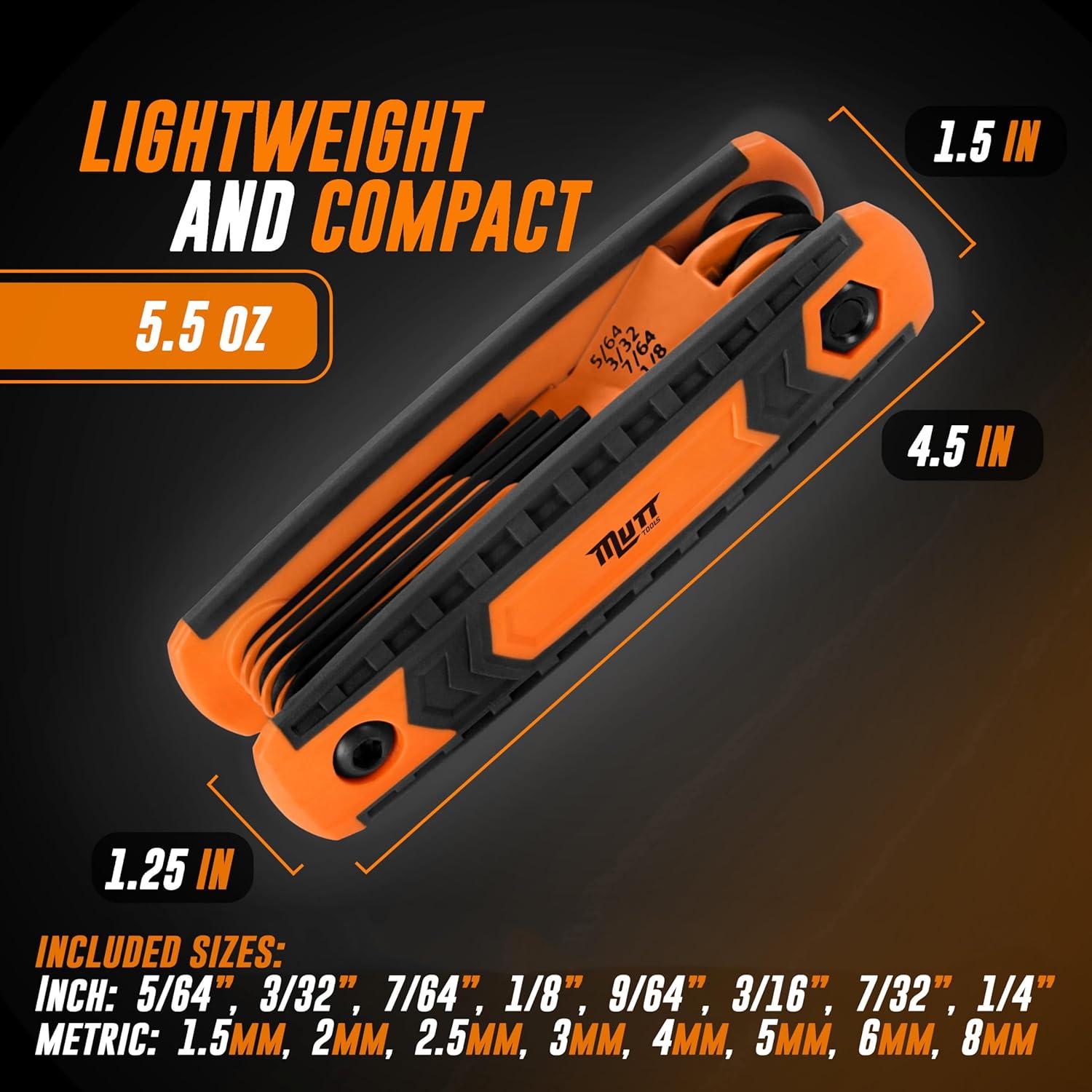 Juego de Llaves Allen Plegables 17 Piezas Mutt Tools - Hexagonales SAE y Métricas