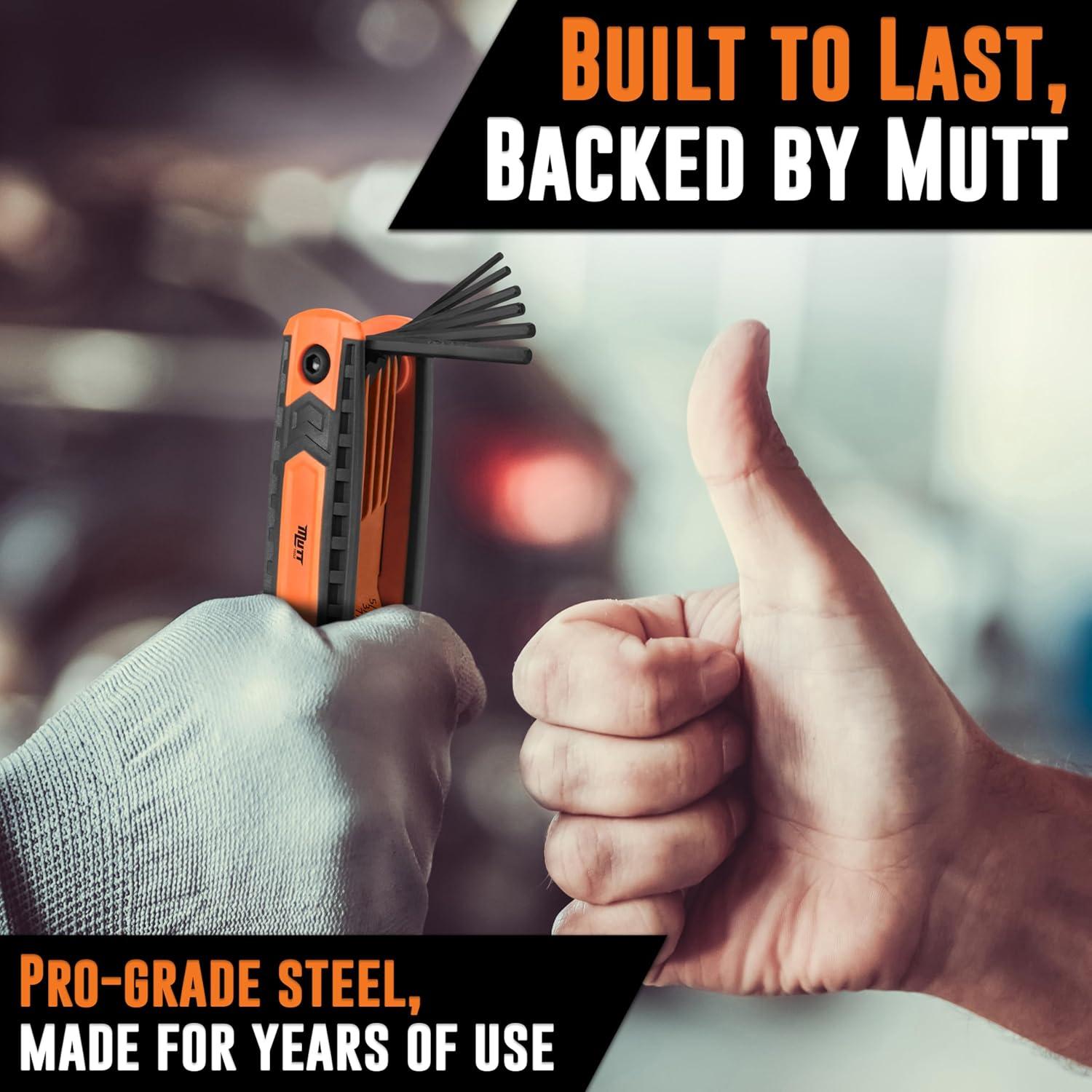 Juego de Llaves Allen Plegables 17 Piezas Mutt Tools - Hexagonales SAE y Métricas