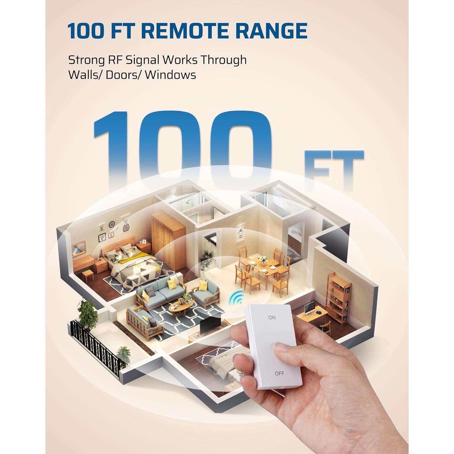 Enchufe de Luz Inalámbrico DEWENWILS con Control Remoto 100FT