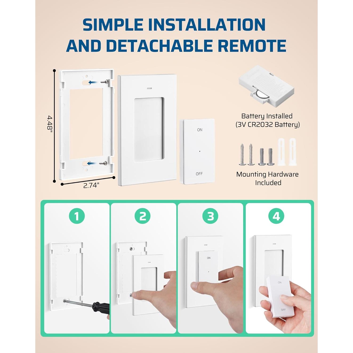 Enchufe de Luz Inalámbrico DEWENWILS con Control Remoto 100FT