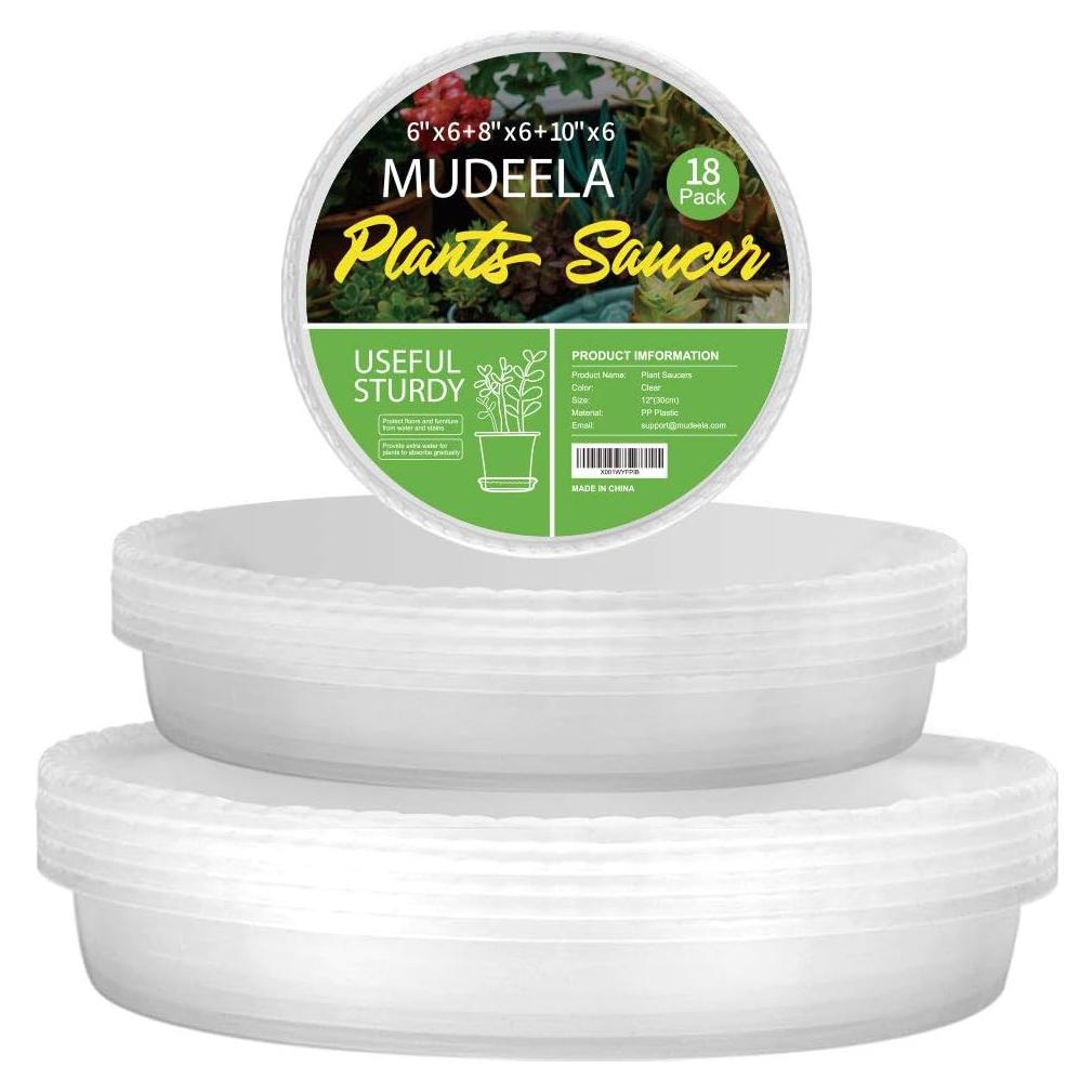 Paquete de 18 Platos para Plantas MUDEELA 6-8-10 Pulgadas