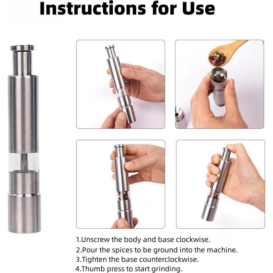 Molino de Pimienta Manual Genérico Acero Inoxidable 15 cm