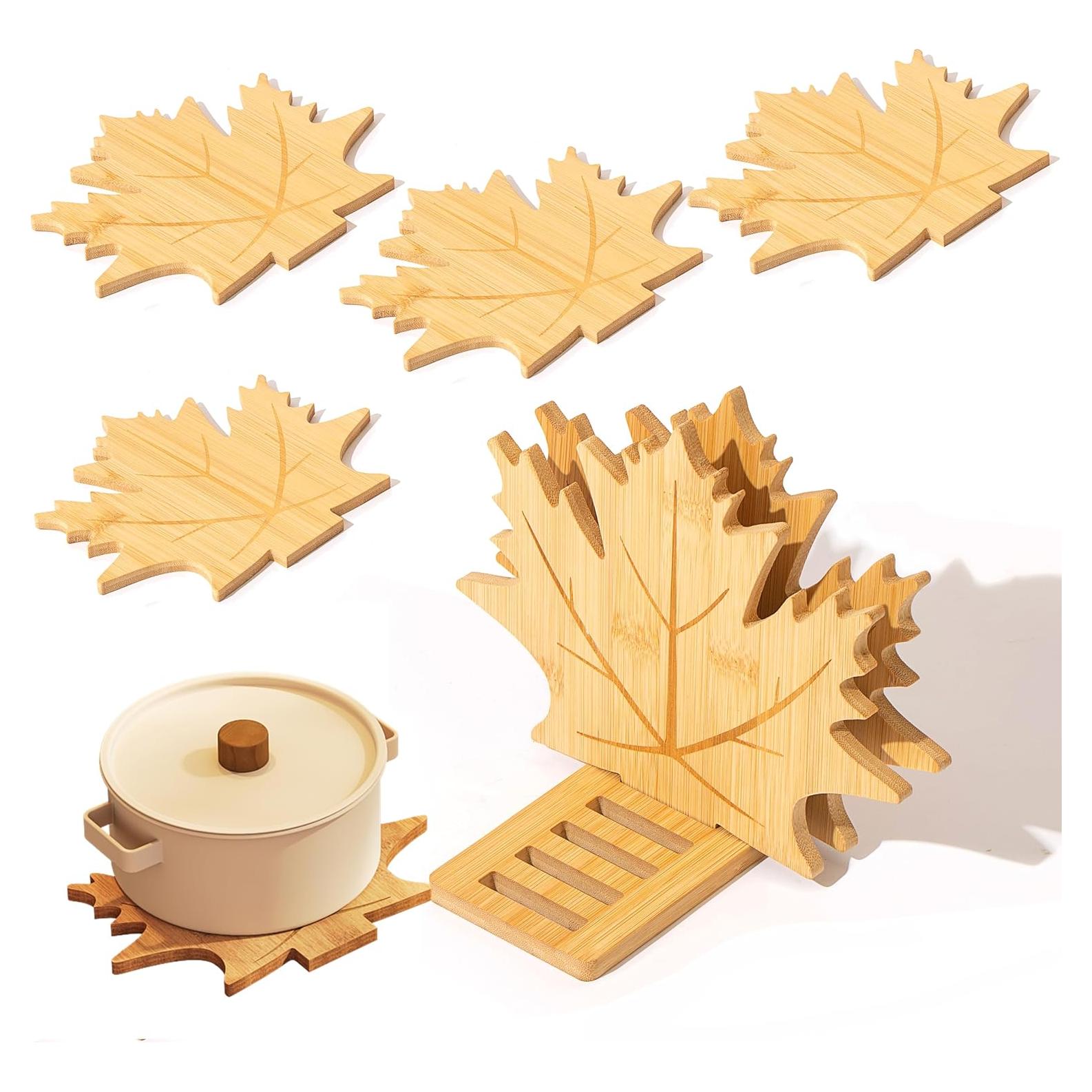 Juego de Trivetes de Bambú Erjiacun - 6 Piezas Antideslizantes