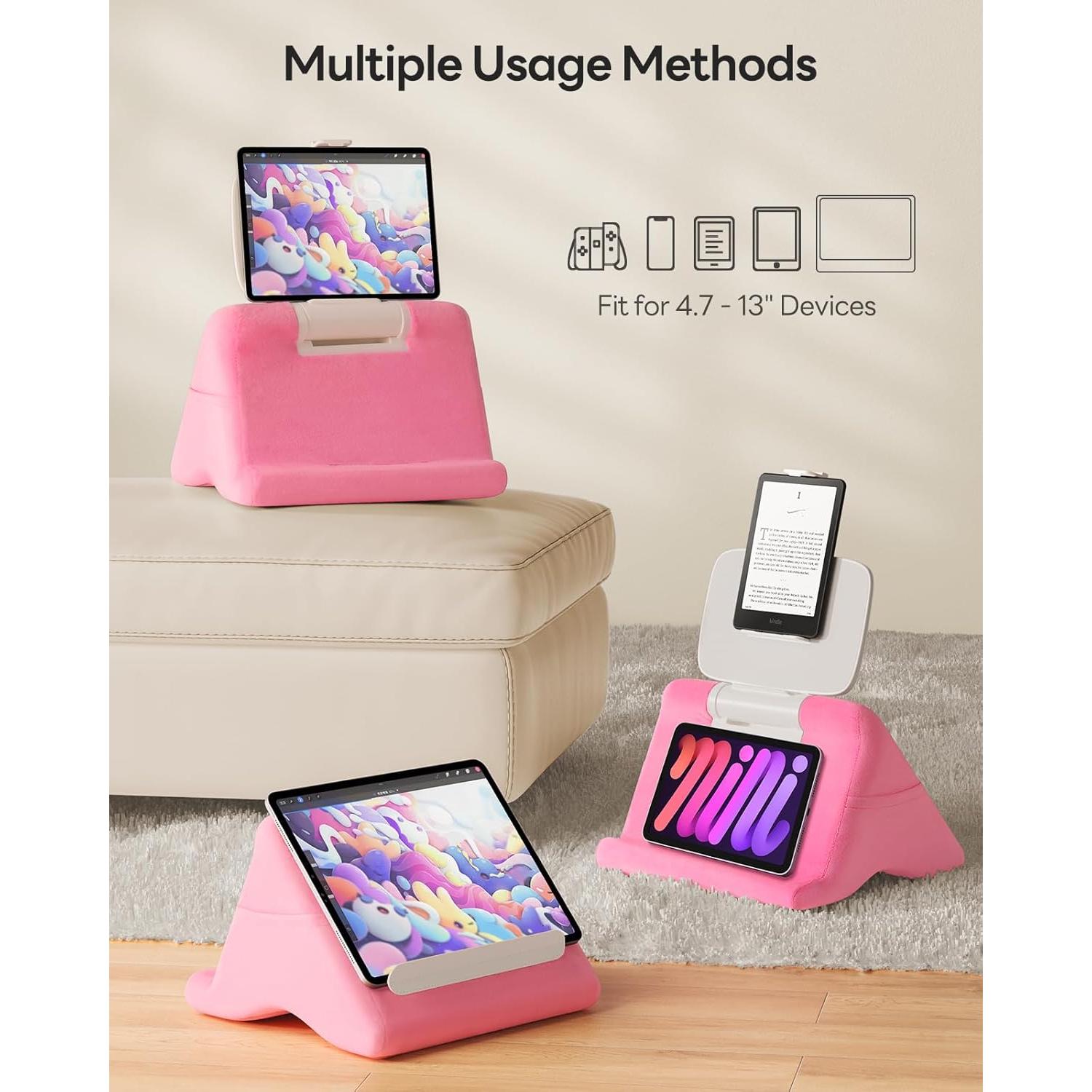 Soporte de Almohada para Tableta SAIJI Rosa Ajustable 10-33 cm