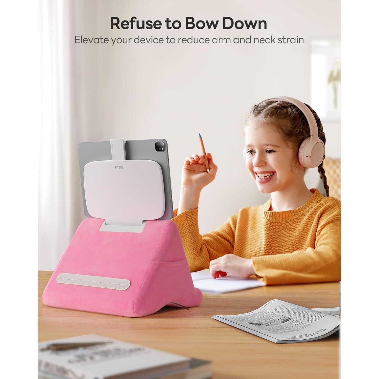 Soporte de Almohada para Tableta SAIJI Rosa Ajustable 10-33 cm