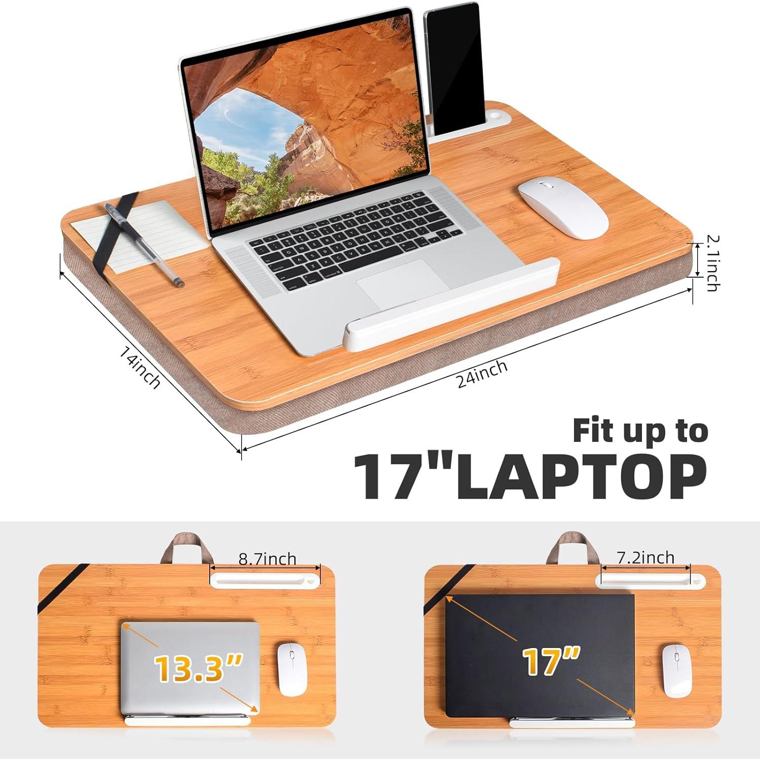 Escritorio de Bambú Wishacc Extra Grande 61x35 cm con Cojín