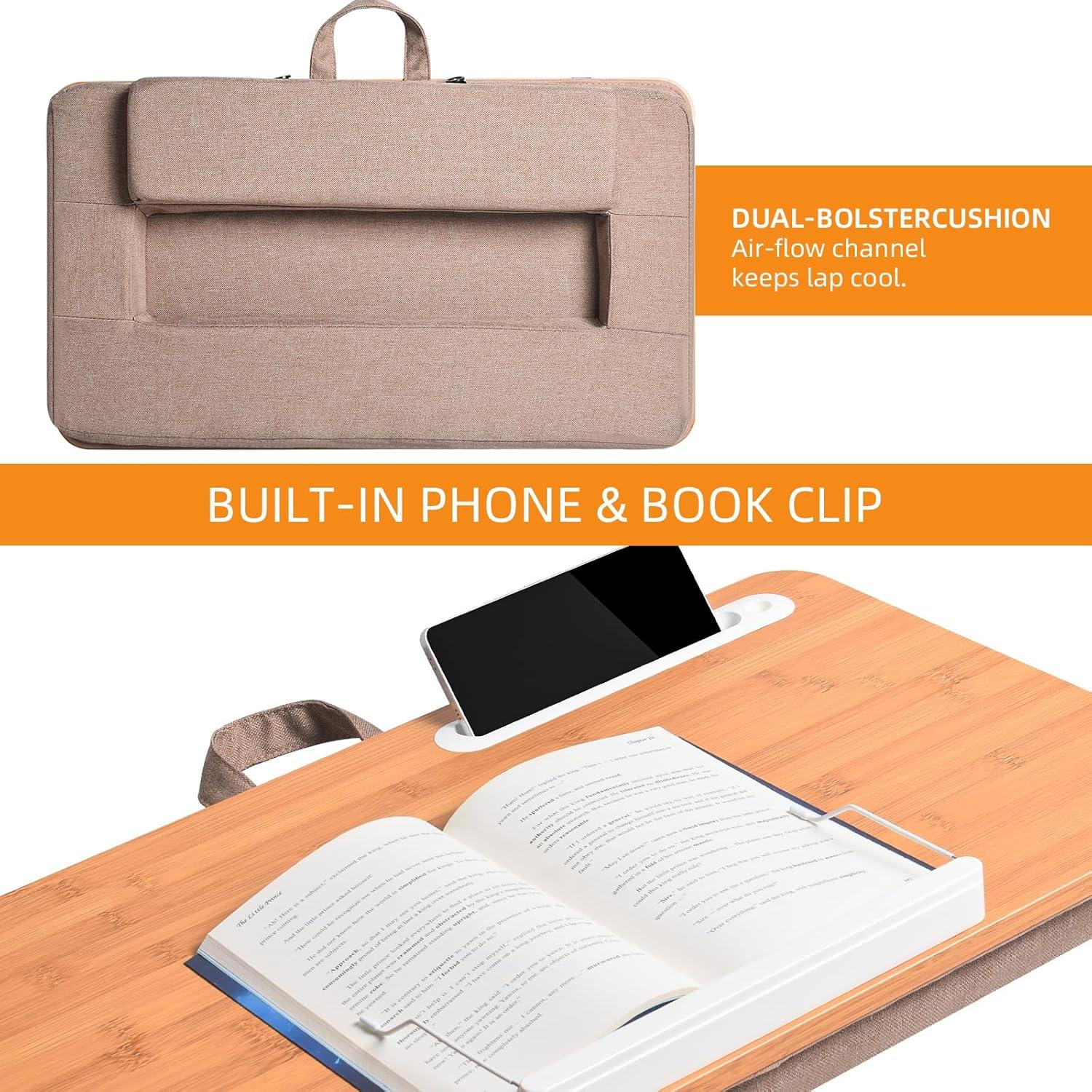 Escritorio de Bambú Wishacc Extra Grande 61x35 cm con Cojín