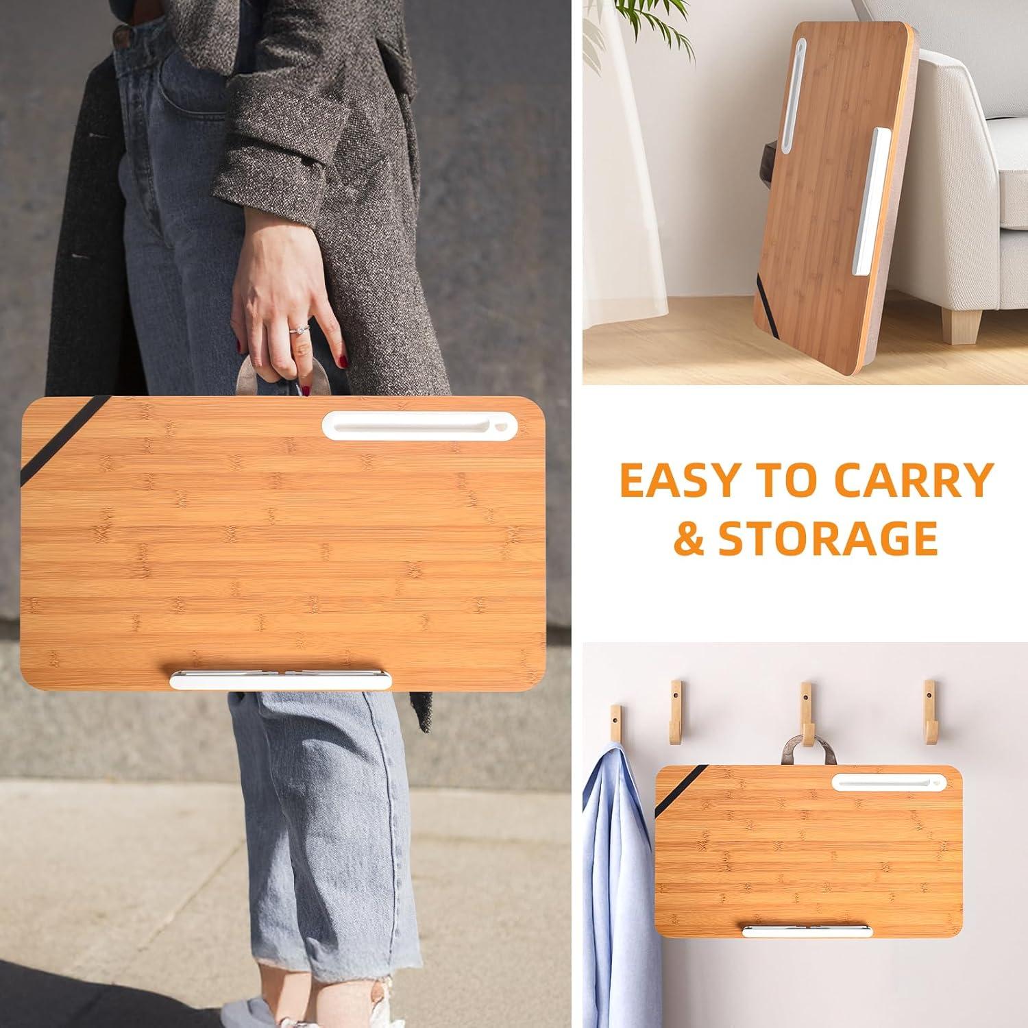 Escritorio de Bambú Wishacc Extra Grande 61x35 cm con Cojín