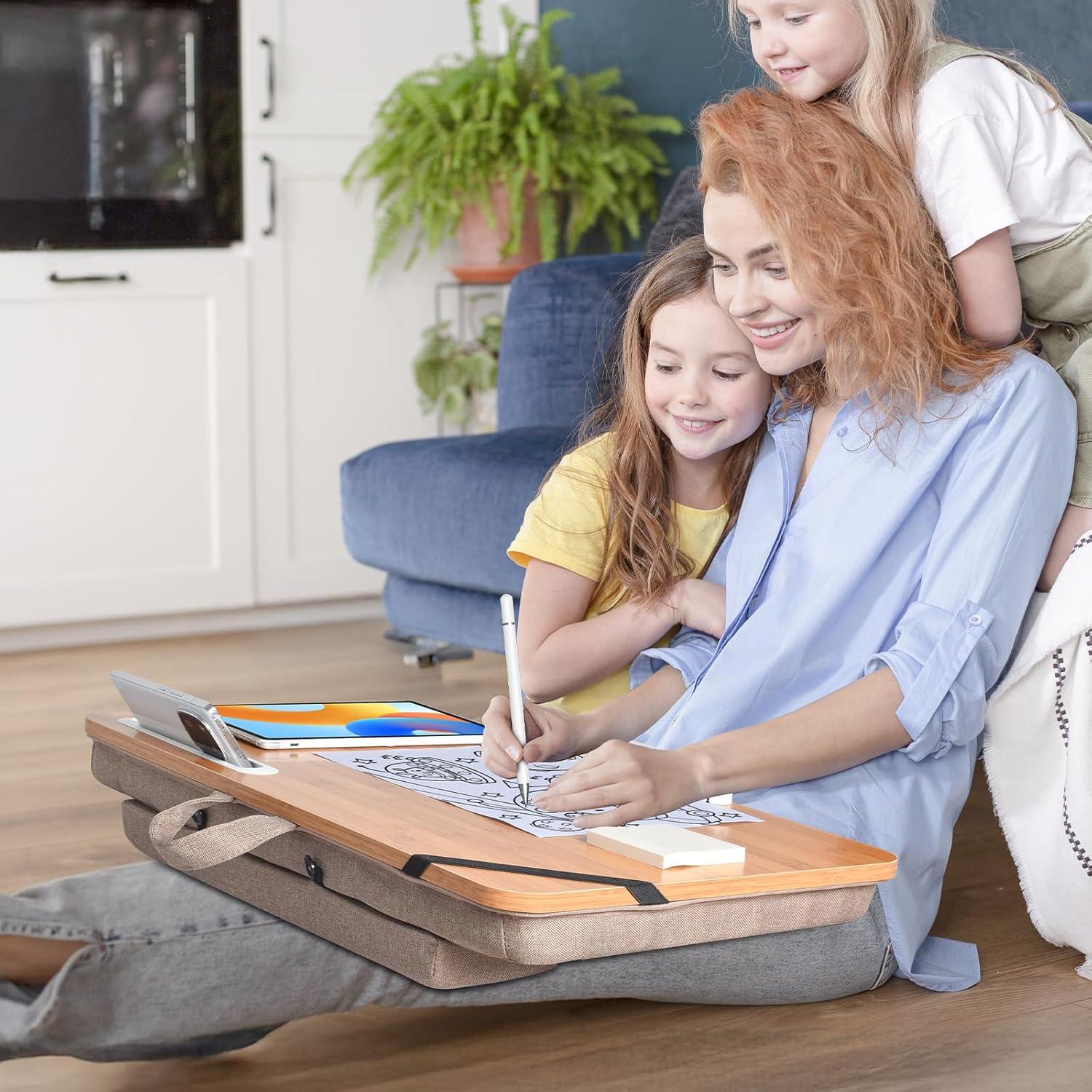 Escritorio de Bambú Wishacc Extra Grande 61x35 cm con Cojín