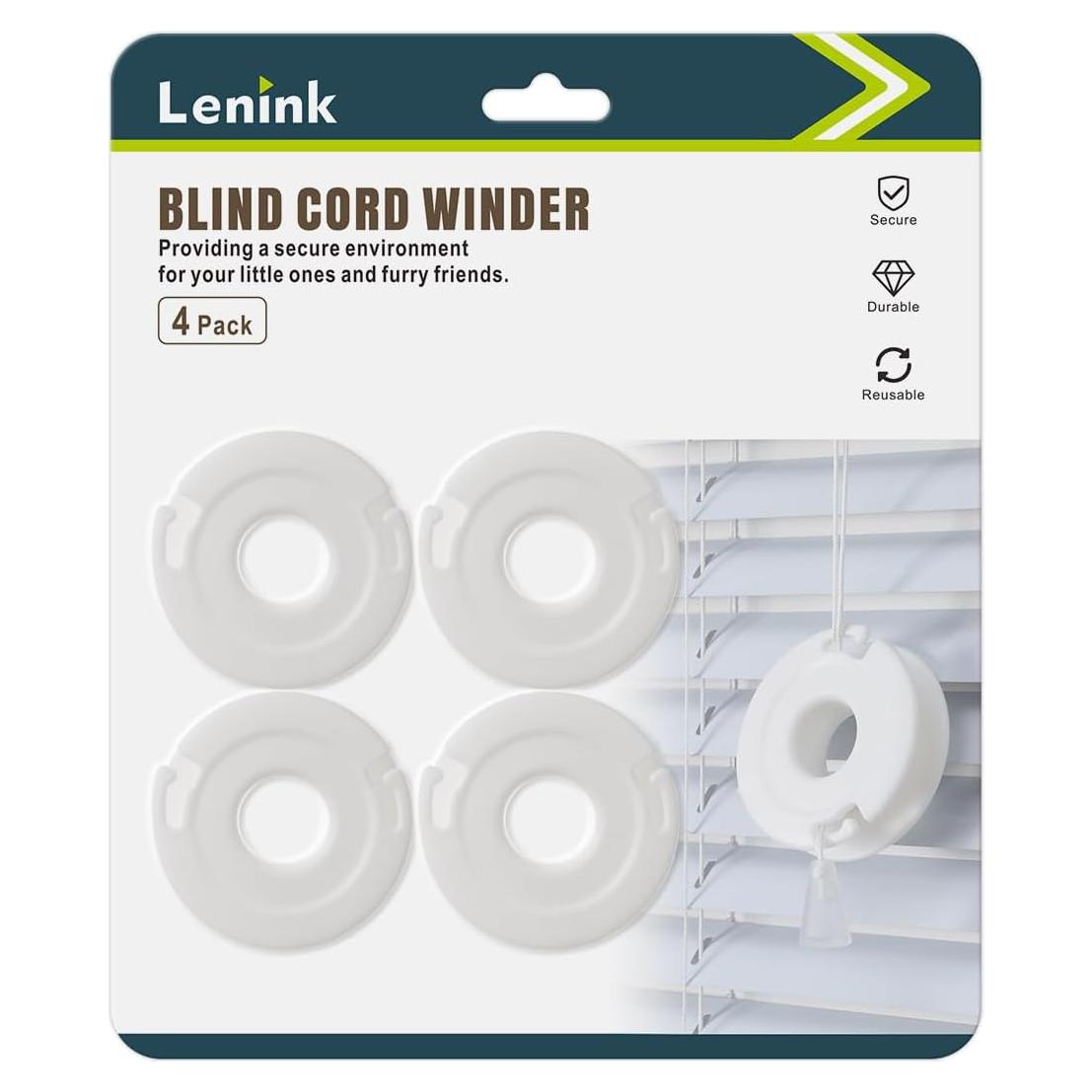 Enrollador de Cuerda de Persiana Lenink - 4 Piezas, Blanco, Sin Taladro