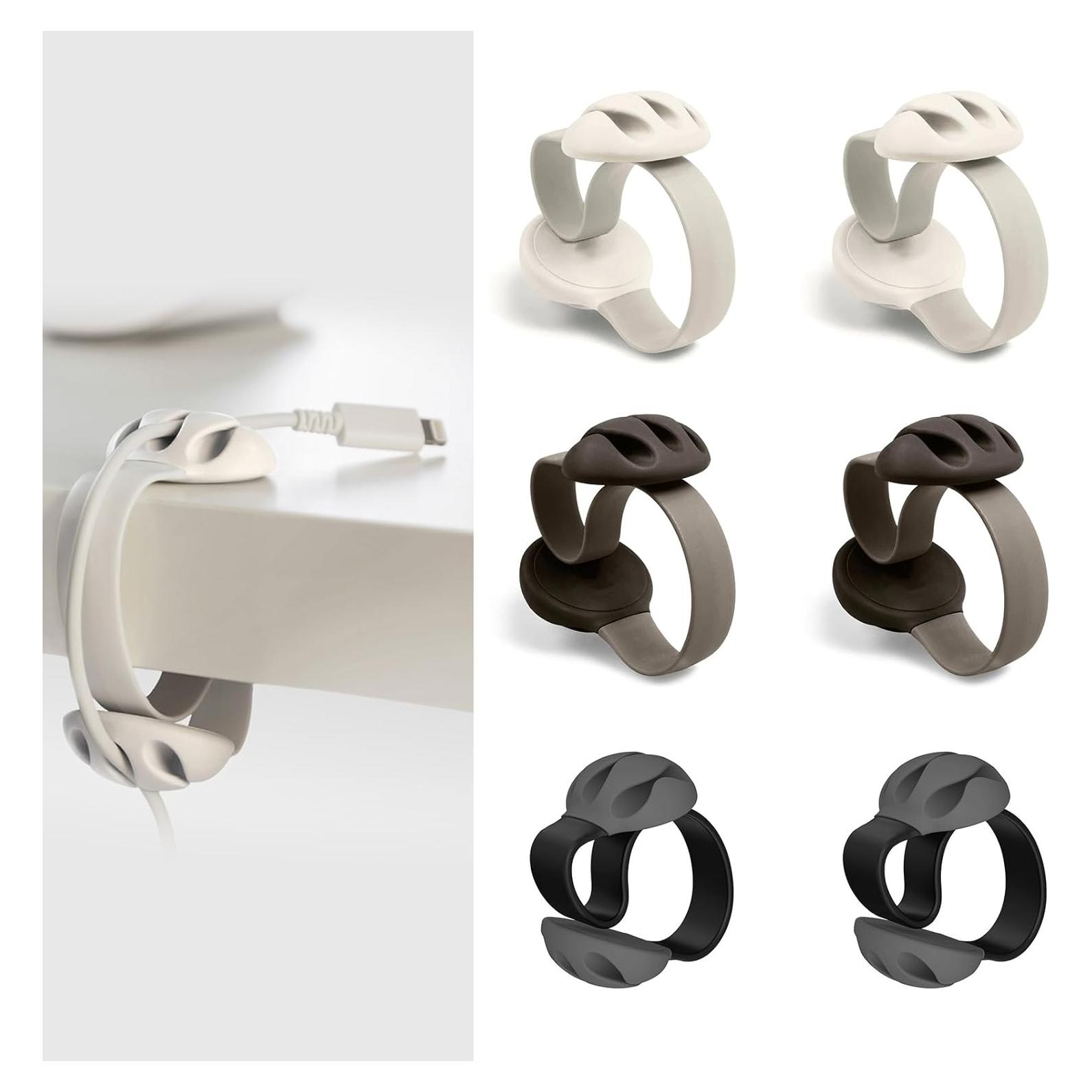 6 Clips Organizador de Cables Silicona ZEUP - Soporte USB