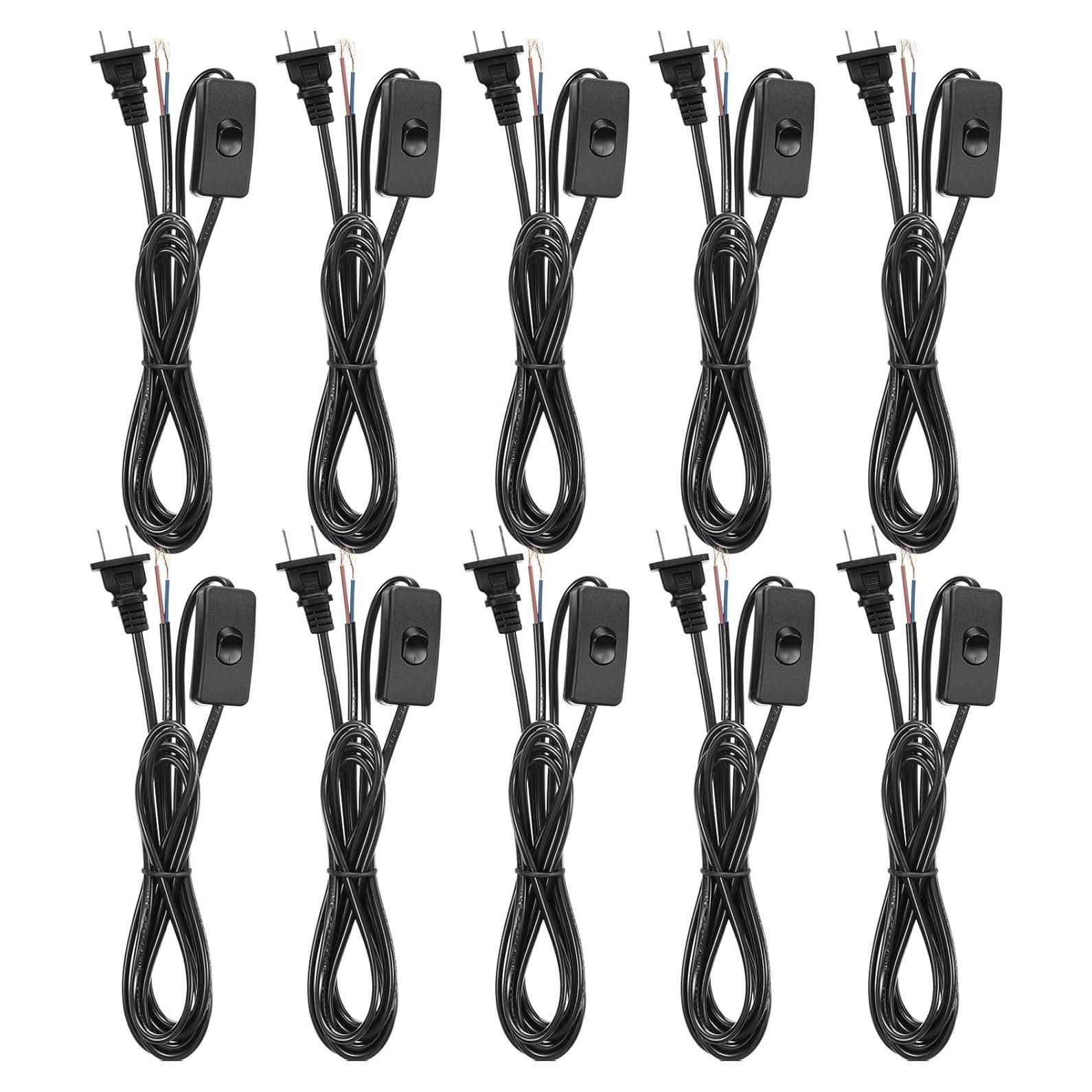Pelopy 10 Paquetes Cable de Lámpara con Interruptor 1.8m