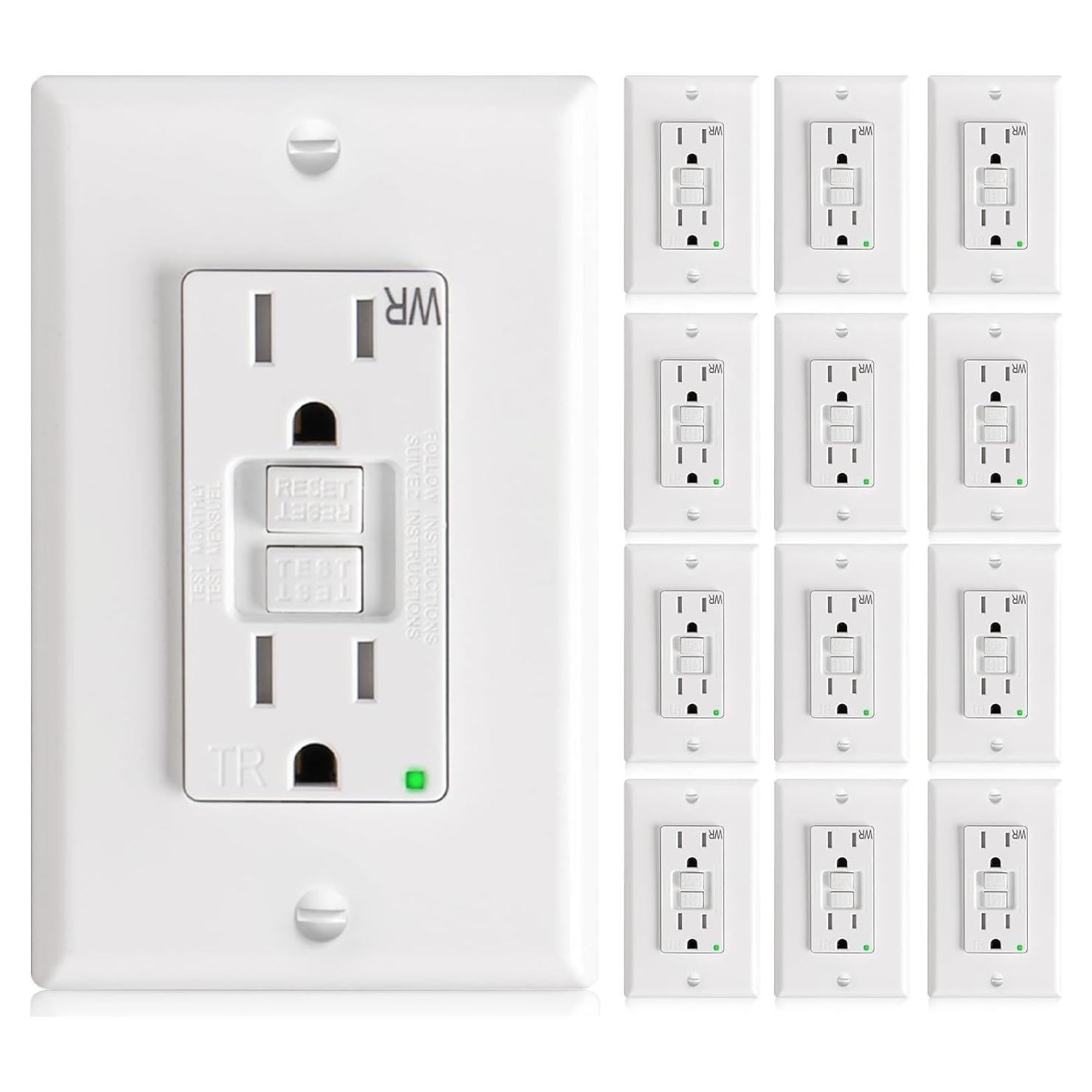 Paquete de 12 Salidas GFCI Amico 15A Resistente a la Intemperie