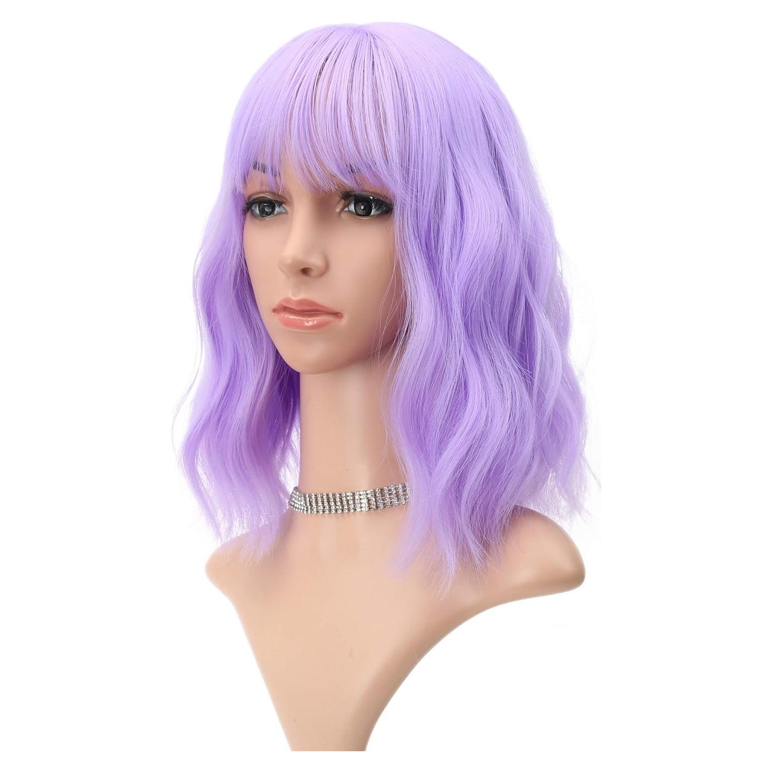 Peluca Sintética Morada Corta con Flequillo FAELBATY 30 cm