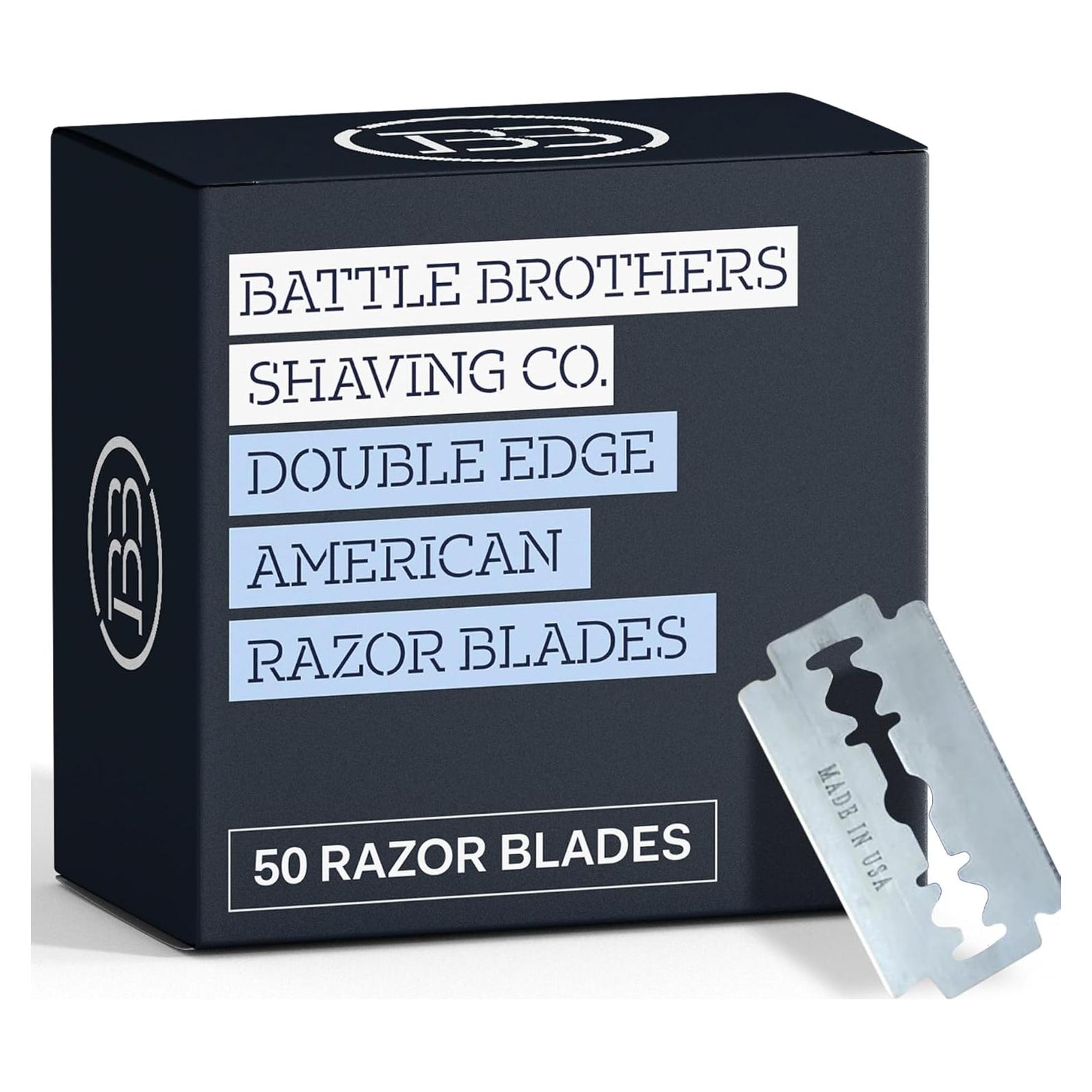 Cuchillas de Afeitar Doble Filo Battle Brothers - Acero Inoxidable, 50 Unidades