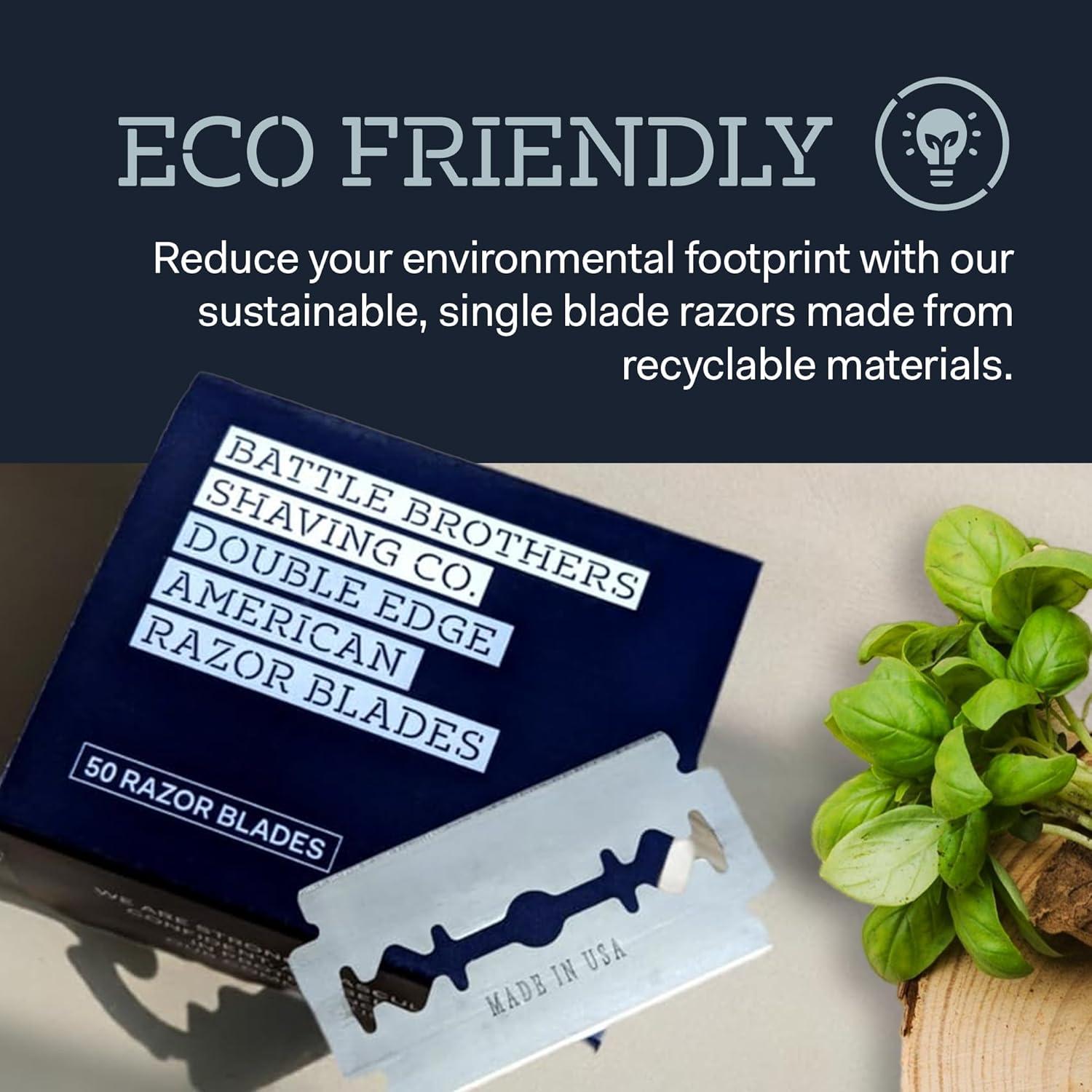 Cuchillas de Afeitar Doble Filo Battle Brothers - Acero Inoxidable, 50 Unidades